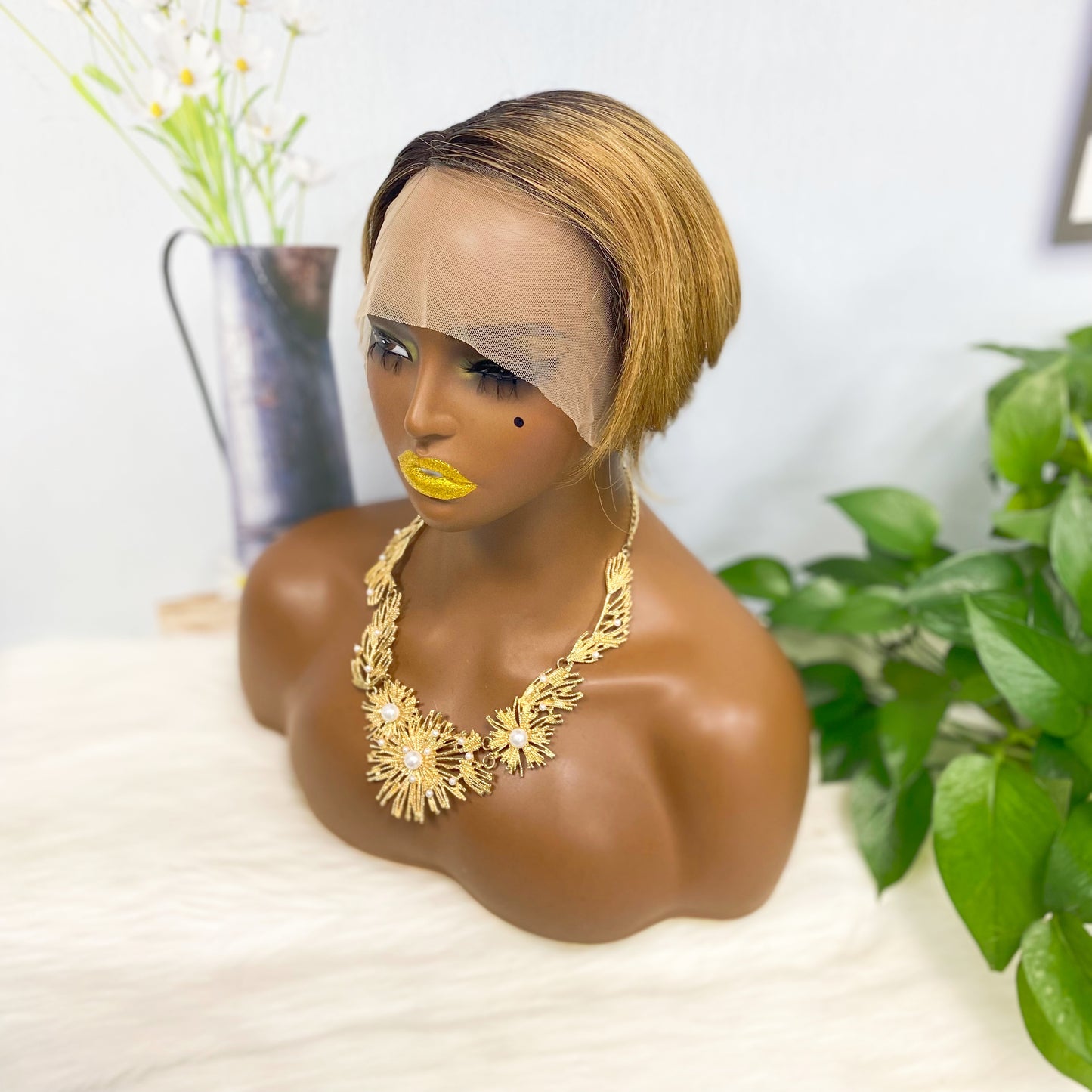 T Lace Wig SX01 Human Hair Wig Natural Hair Wig Color T1B/30#