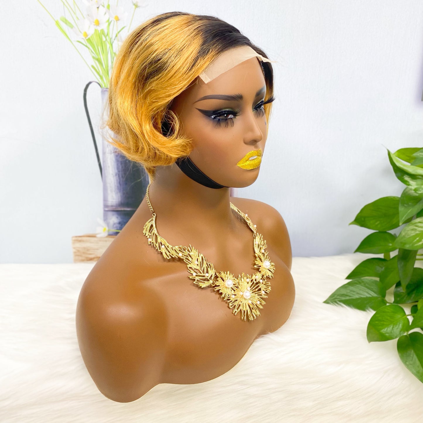 4*4 Wig Pixie Cut Human Hair Wig Color T1B/30#