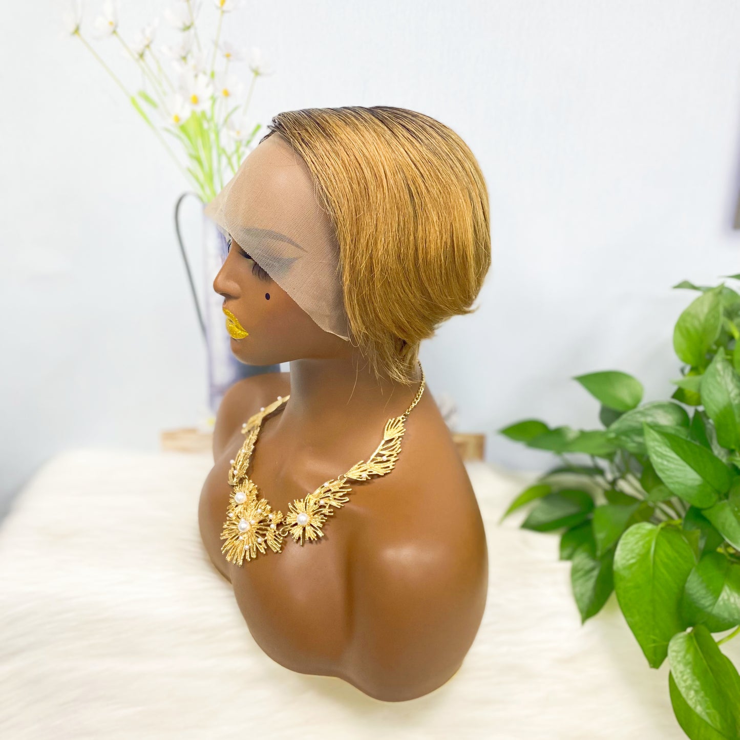 T Lace Wig SX01 Human Hair Wig Natural Hair Wig Color T1B/30#