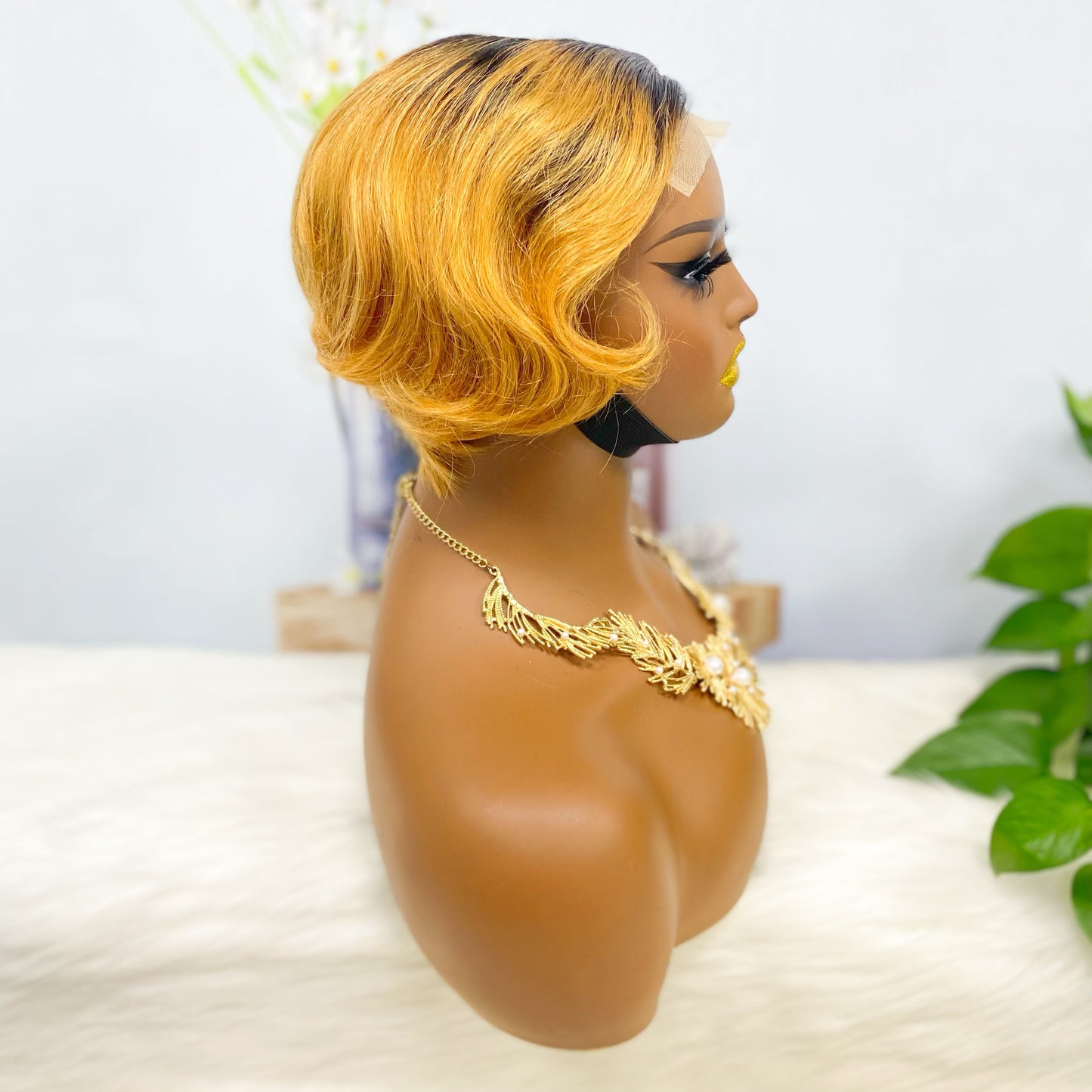 4*4 Wig Pixie Cut Human Hair Wig Color T1B/30#