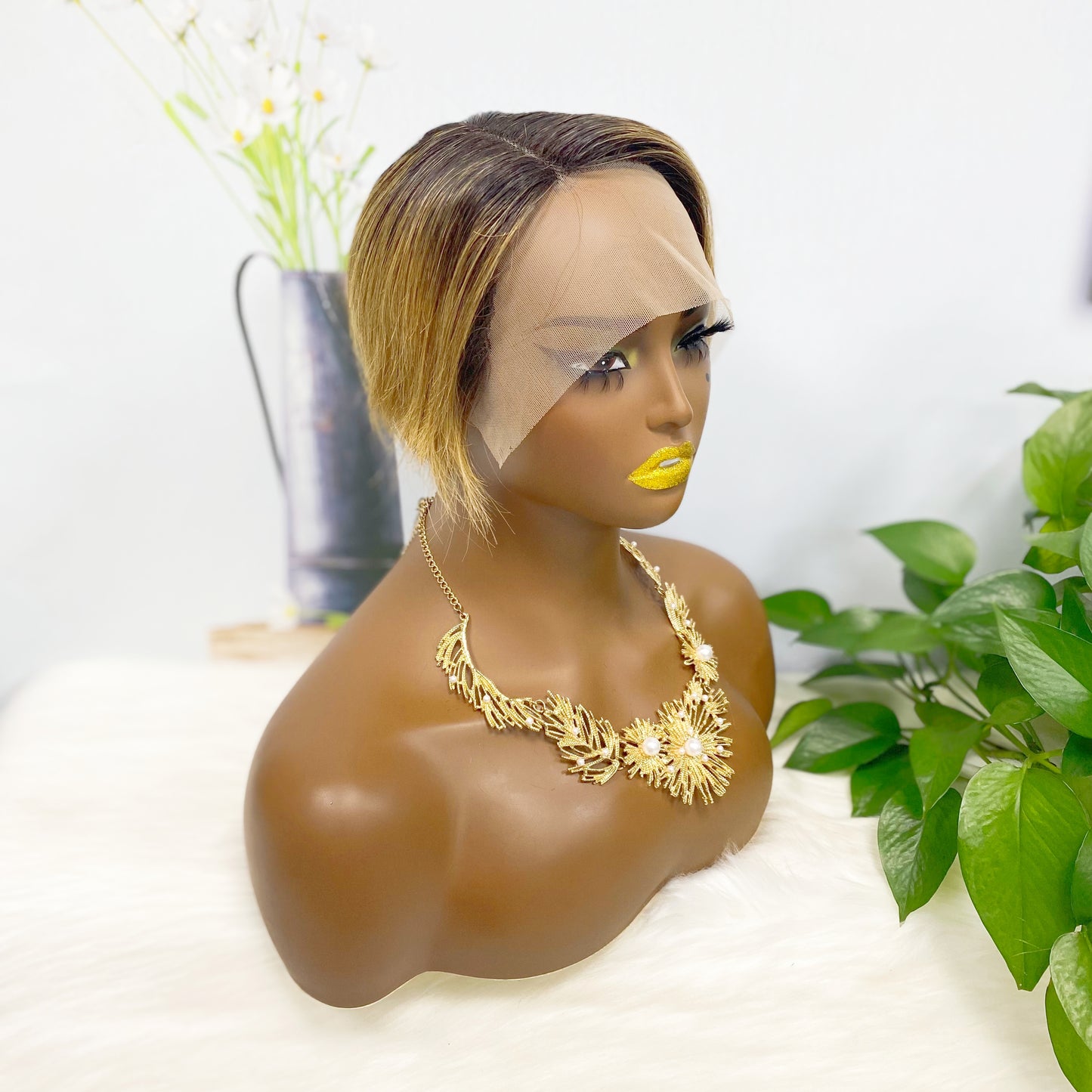 T Lace Wig SX01 Human Hair Wig Natural Hair Wig Color T1B/30#