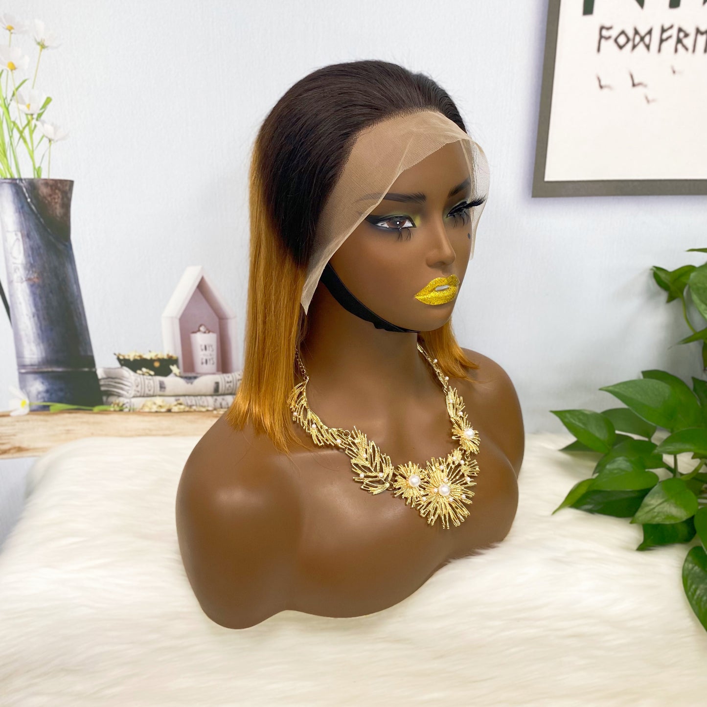 13*4 BoB Wig Straight Wigs Color T1B/30# 250% Density