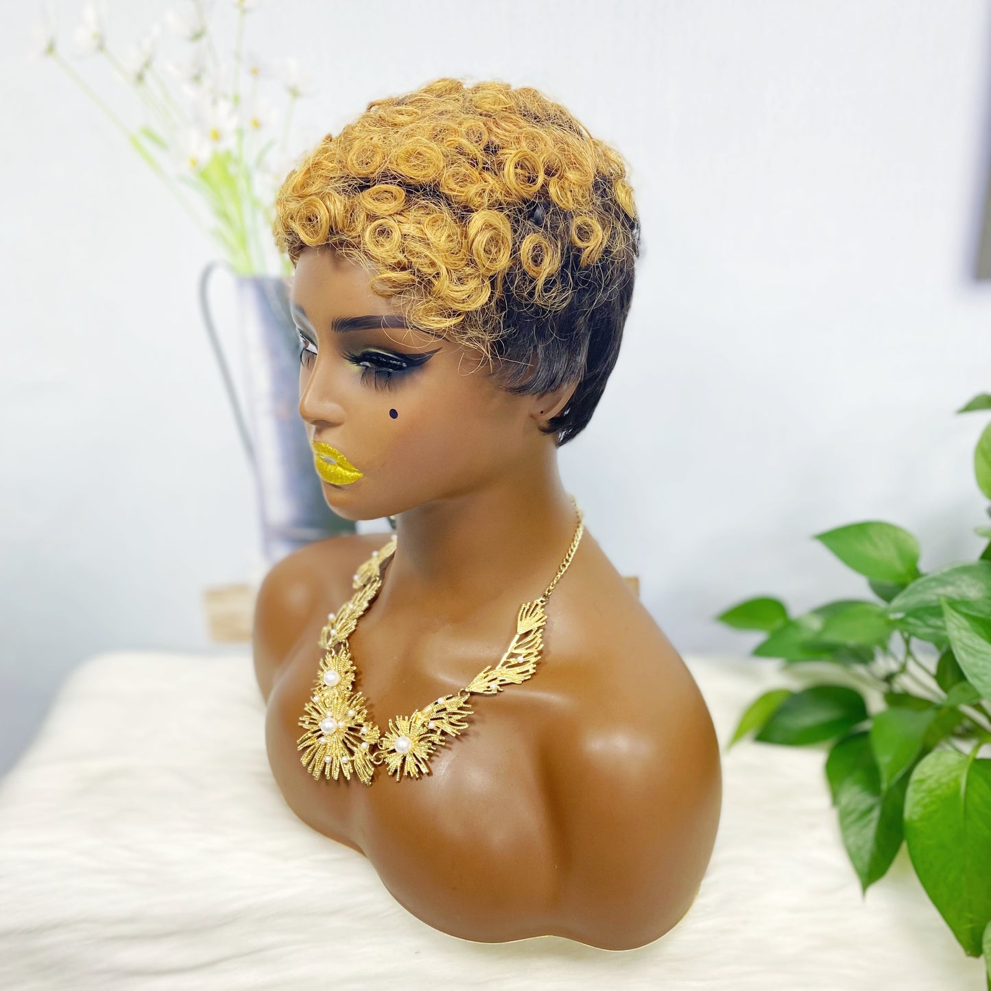Machine Human Hair Wig Natural Hair Wig 196 Color T1B/30#