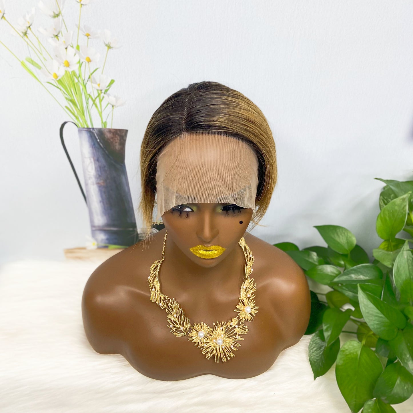 T Lace Wig SX01 Human Hair Wig Natural Hair Wig Color T1B/30#