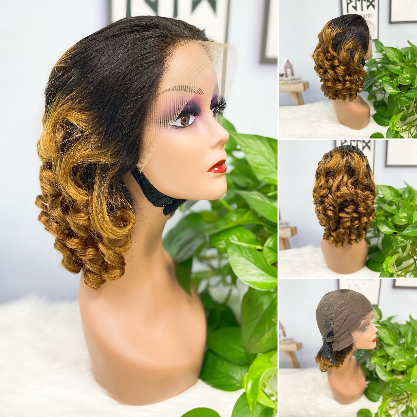 DD 13*4 Lace Wig Spring Curl Natural Human Hair Lace Wigs Color T1B/30#