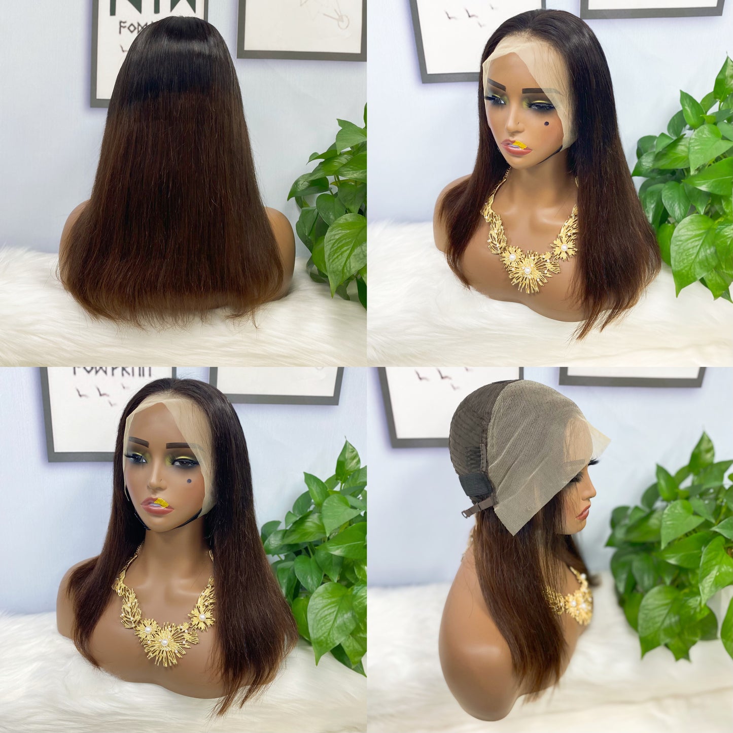 13*4 BoB Wig Perruques droites Couleur T1B/33# Densité 200%