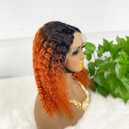 13*4 BoB Wig Jerry Curl Wigs Color T1B/350# 250% Density