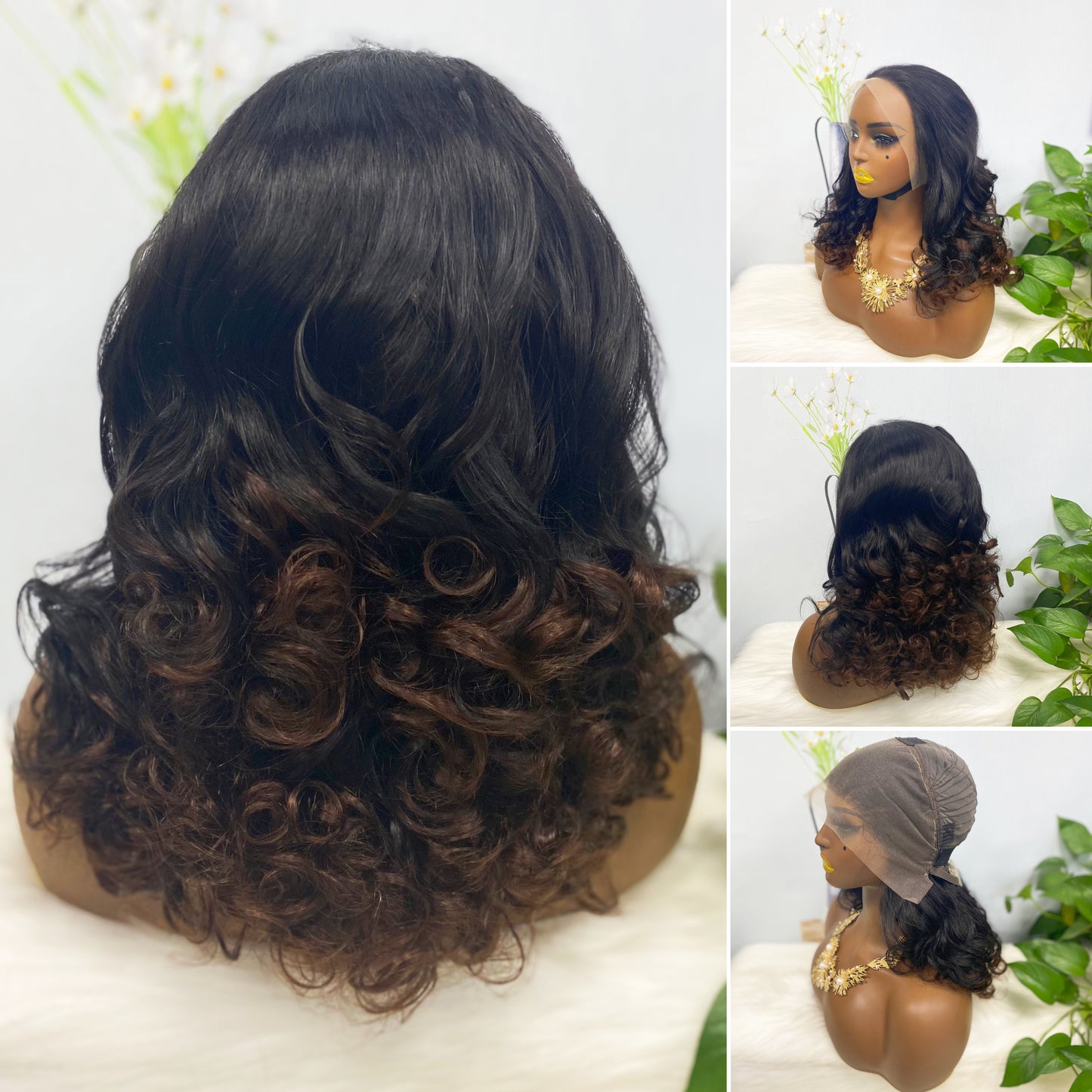 DD 13*4 Lace Wig Fumi Natural Human Hair Lace Wigs Color T4/27/4# 250% Density