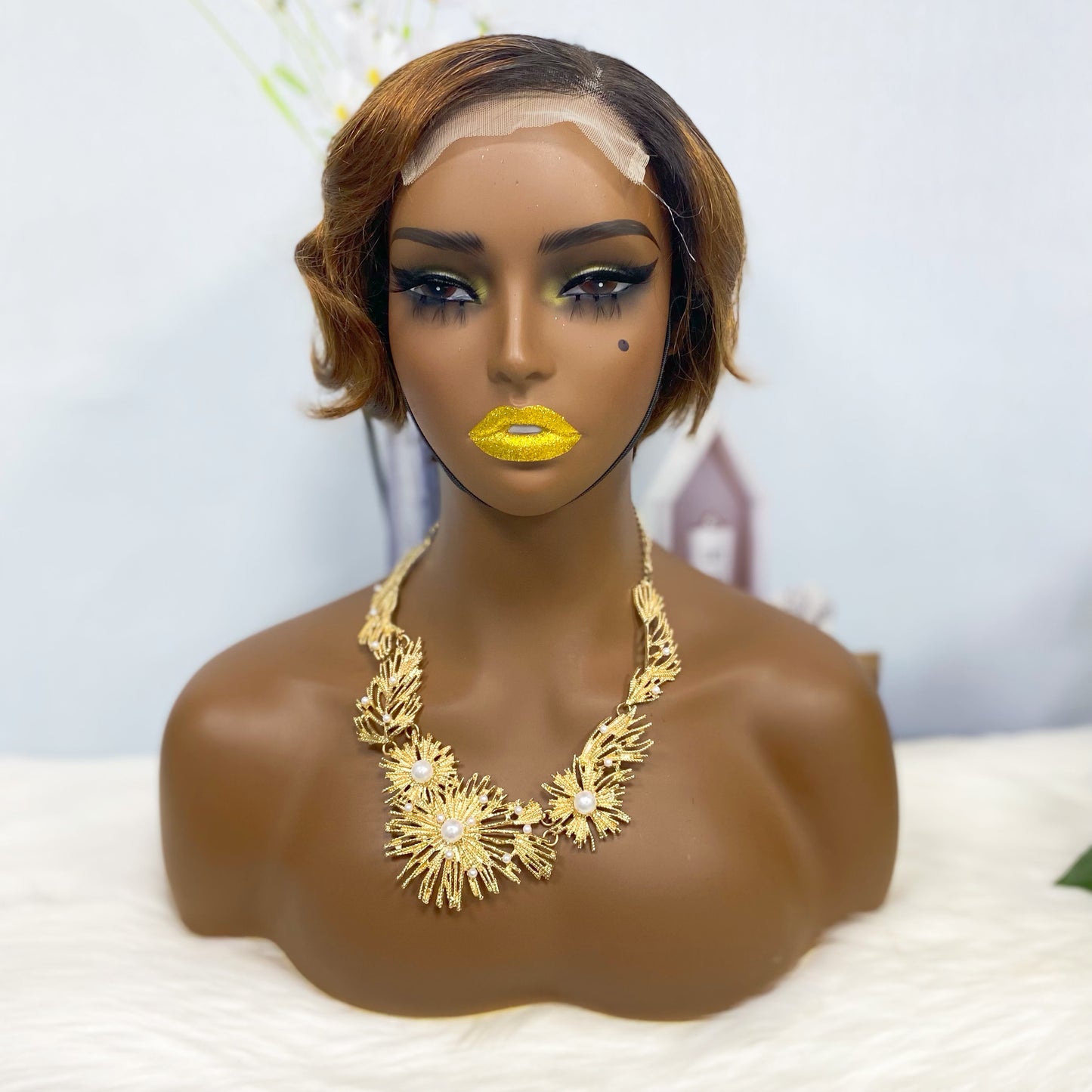 4*4 Wig Pixie Cut Human Hair Wig Color T1B/4#