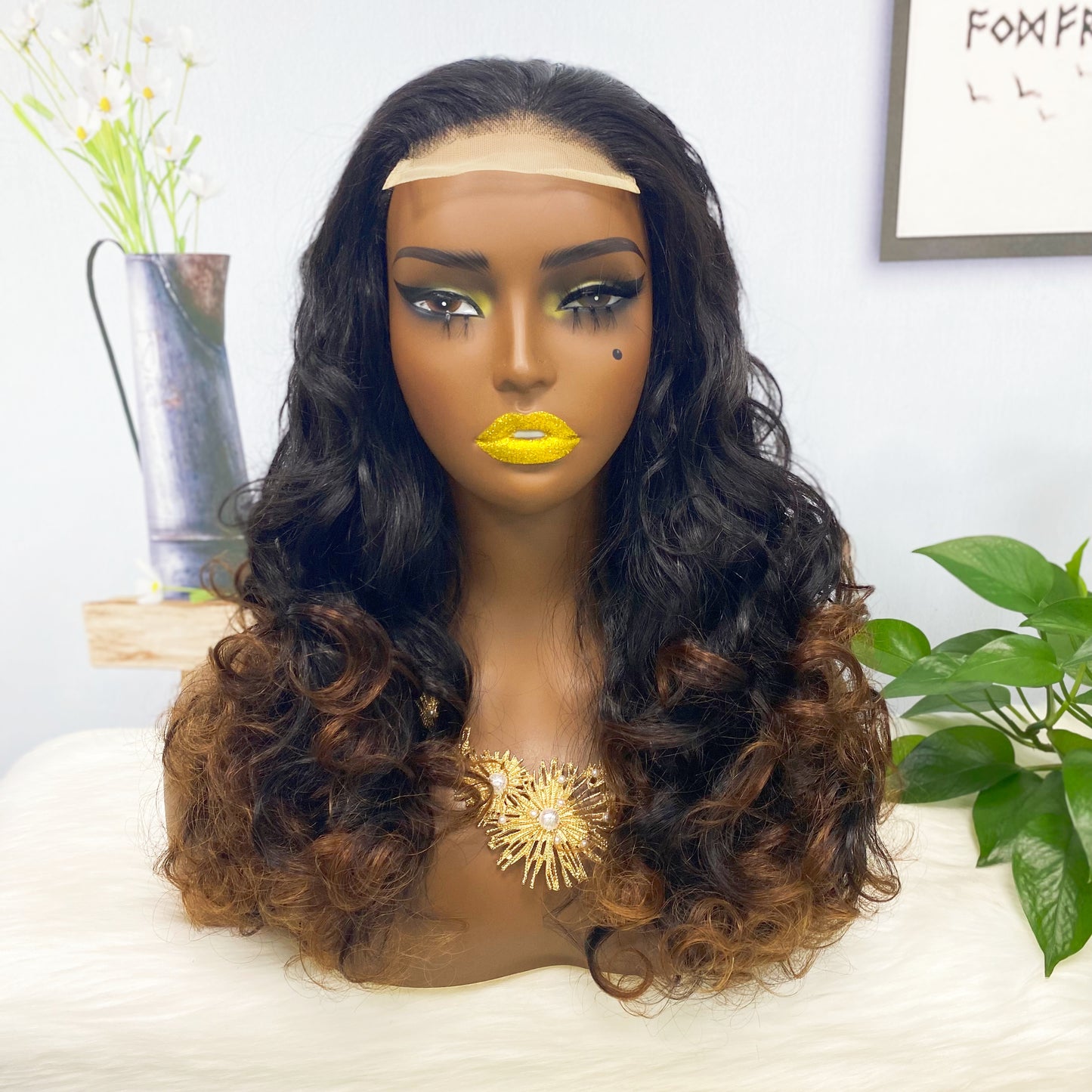 Perruque de cheveux humains Fumi DD 4*4, couleur T1B/4 #, densité 250%