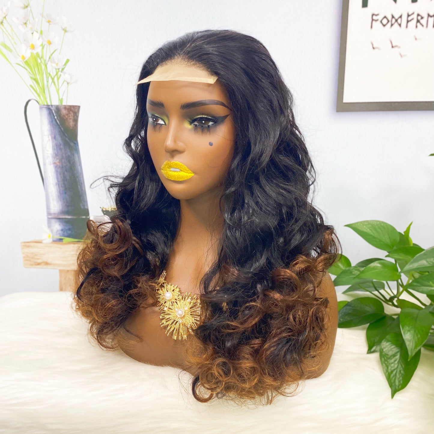 Perruque de cheveux humains Fumi DD 4*4, couleur T1B/4 #, densité 250%