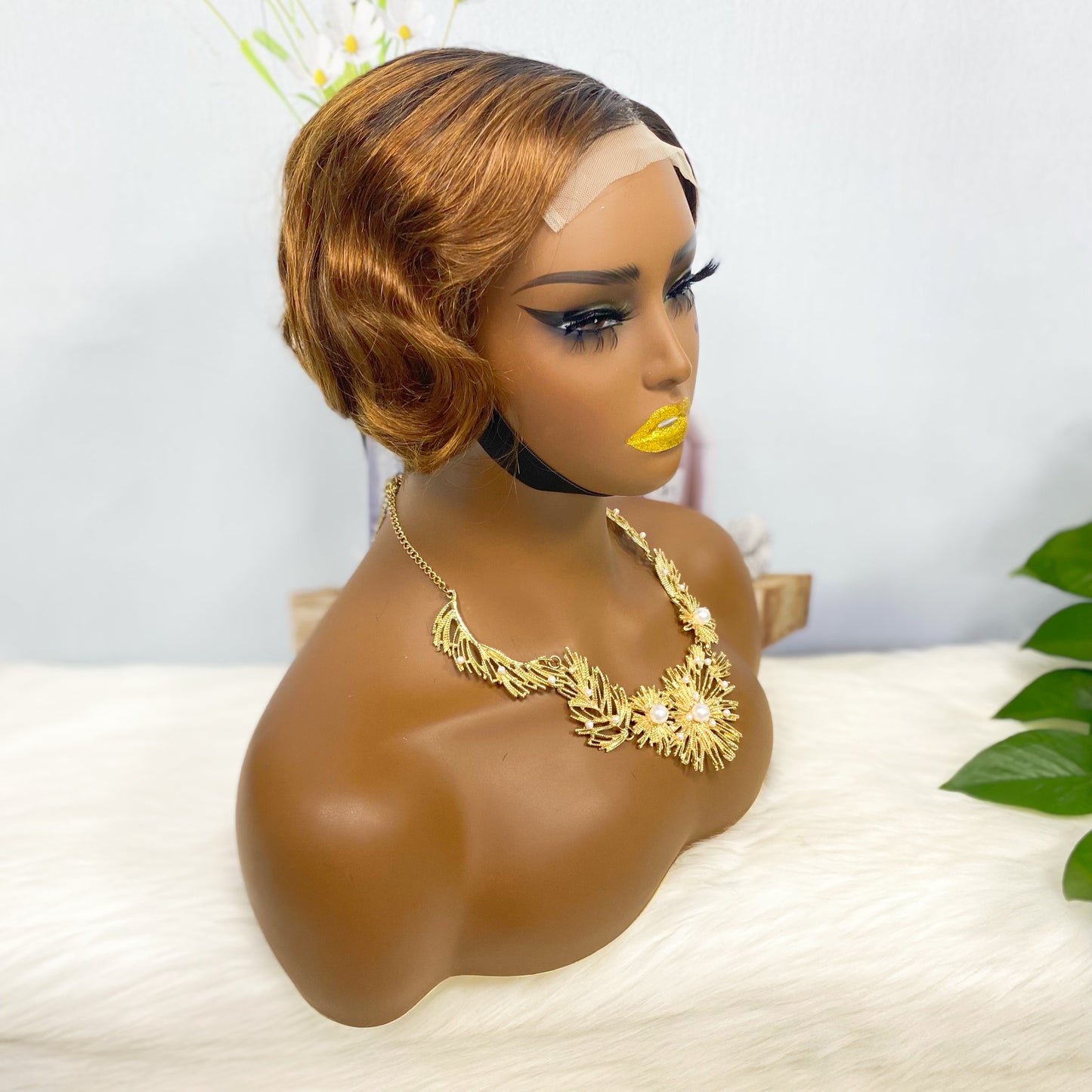 4*4 Wig Pixie Cut Human Hair Wig Color T1B/4#