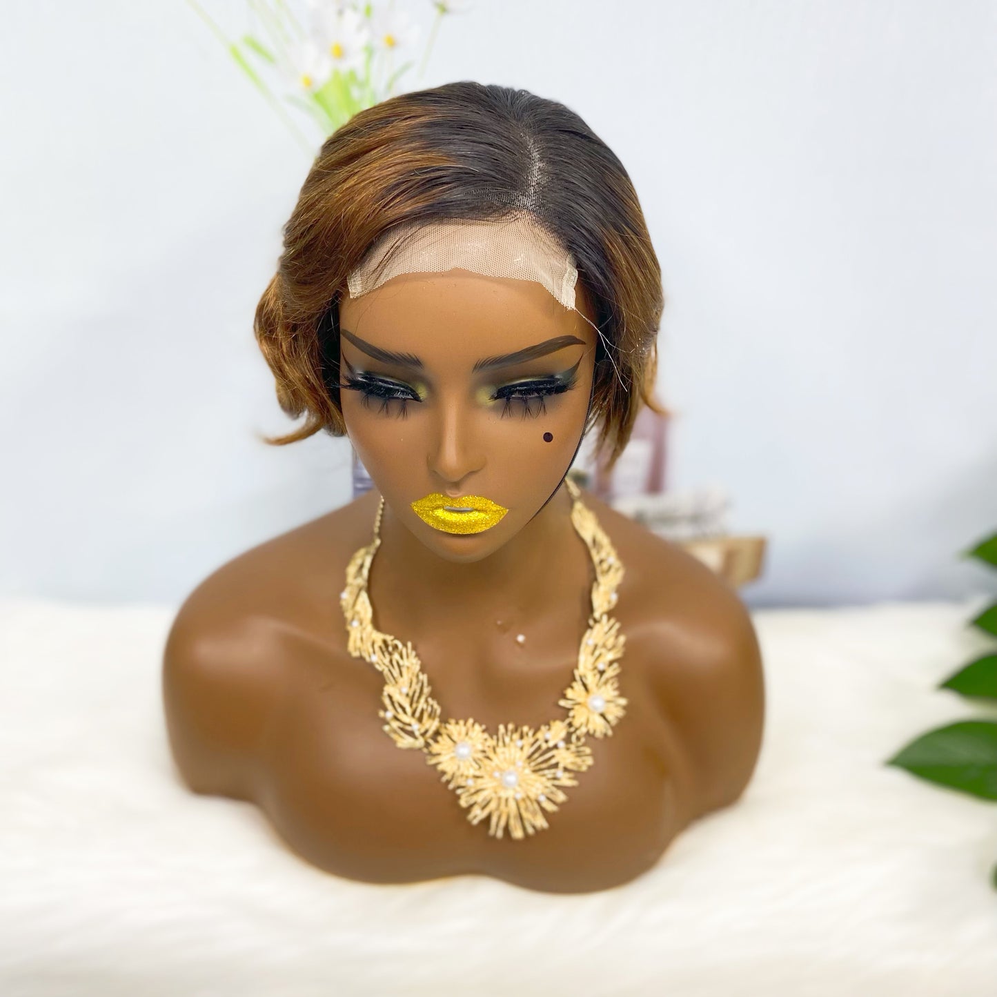 4*4 Wig Pixie Cut Human Hair Wig Color T1B/4#