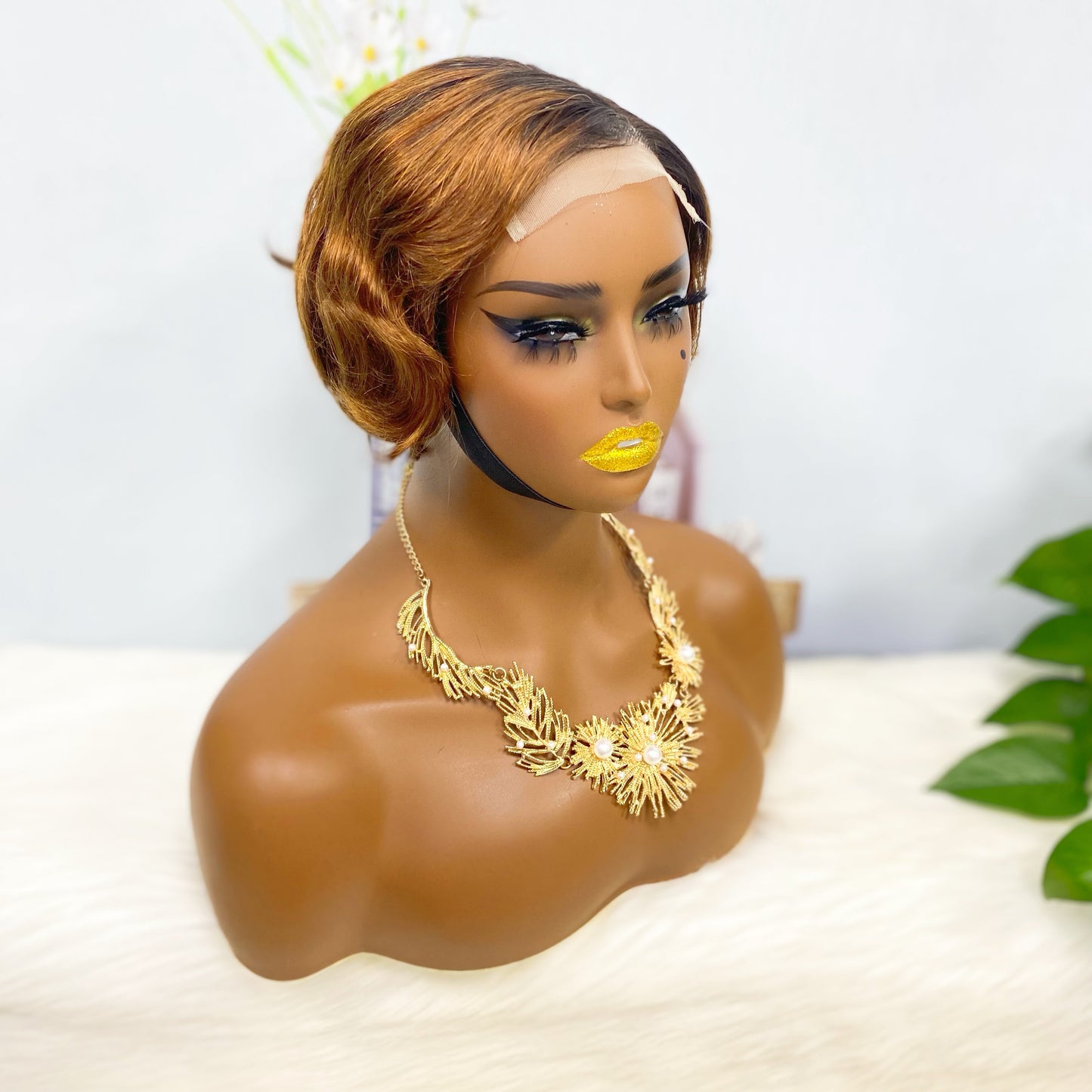 4*4 Wig Pixie Cut Human Hair Wig Color T1B/4#