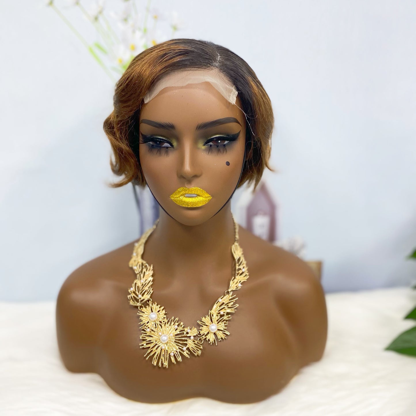 4*4 Wig Pixie Cut Human Hair Wig Color T1B/4#