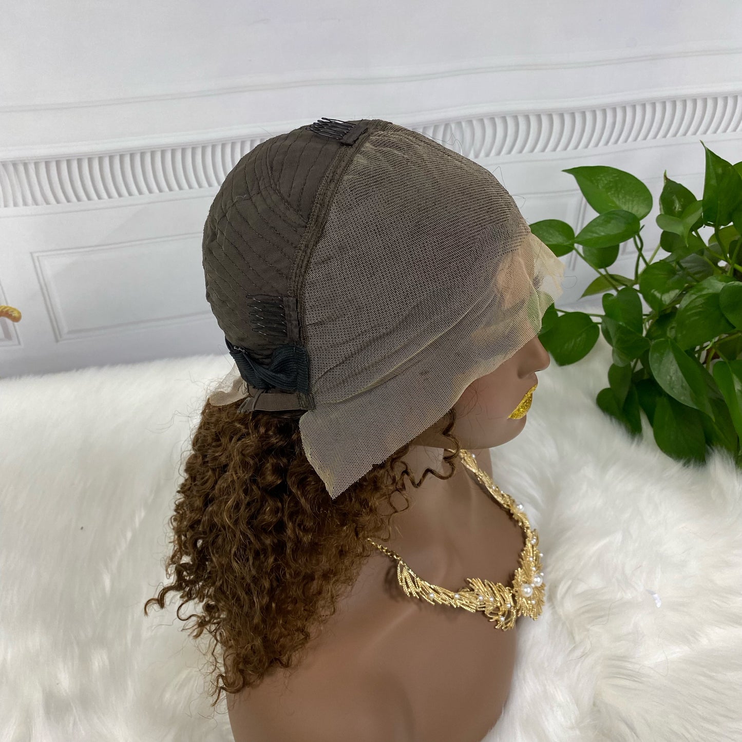 13*4 BoB Wig Jerry Curl Wigs Color T1B/4# 250% Density