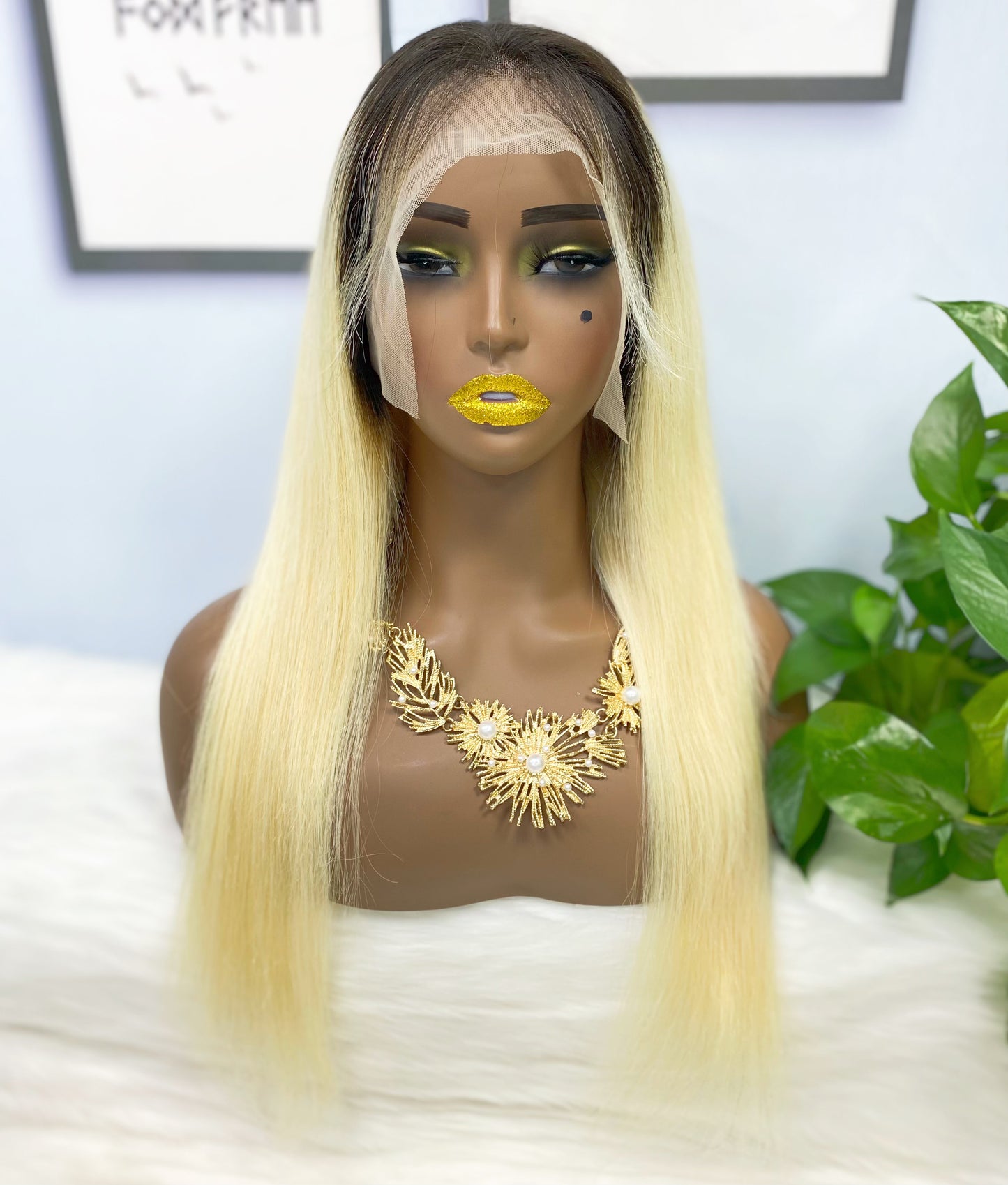 13*4 Lace Wig Straight Natural Human Hair Lace Wigs Color T1B/613# 200% Density