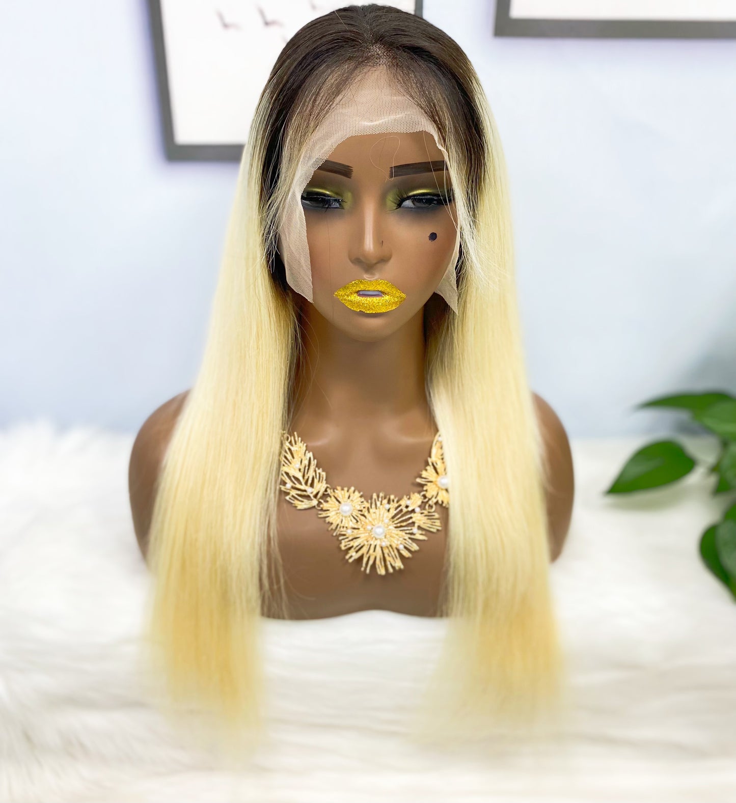 13*4 Lace Wig Straight Natural Human Hair Lace Wigs Color T1B/613# 200% Density