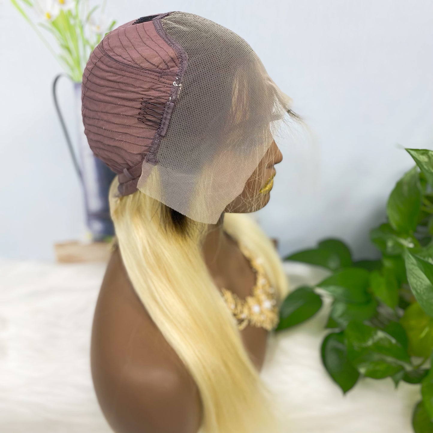 13*4 Lace Wig Straight Natural Human Hair Lace Wigs Color T1B/613# 200% Density