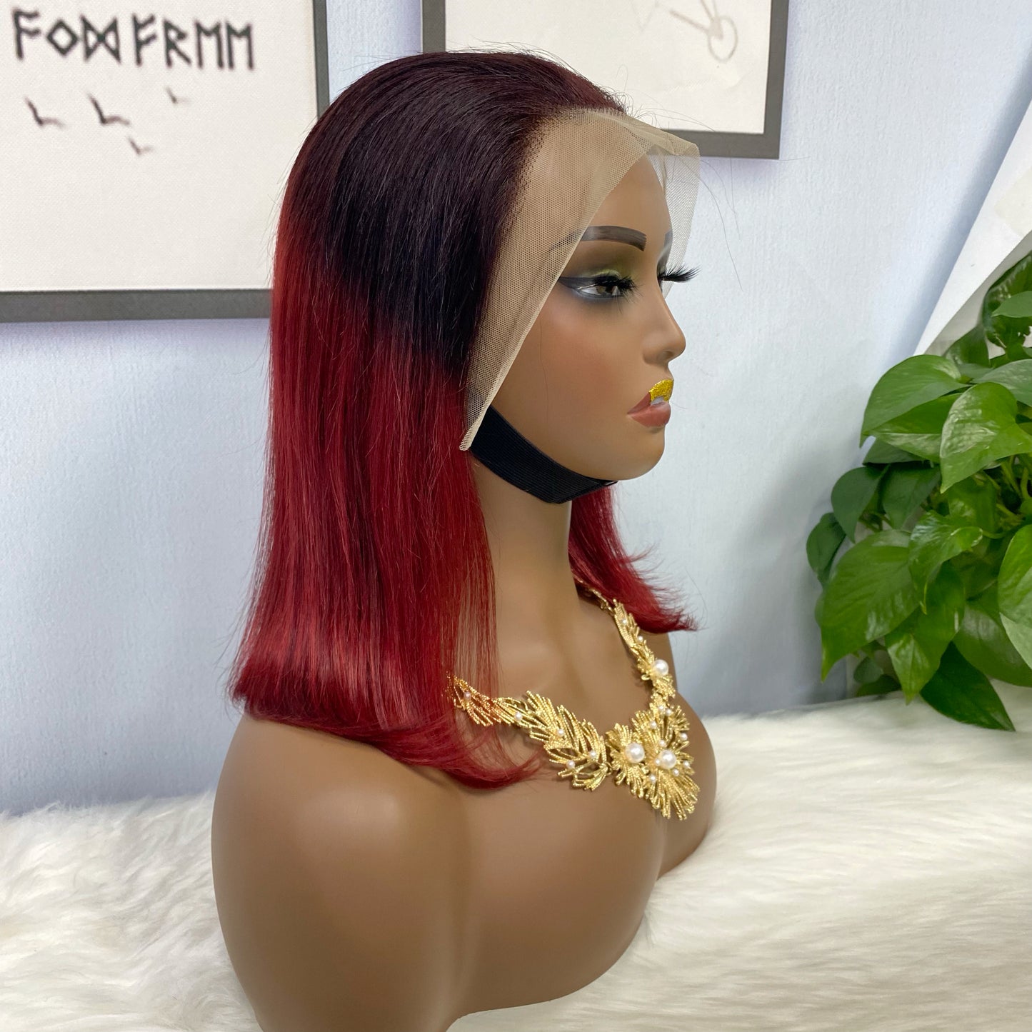 13*4 BoB Wig Perruques droites Couleur T1B/99J Densité 200%