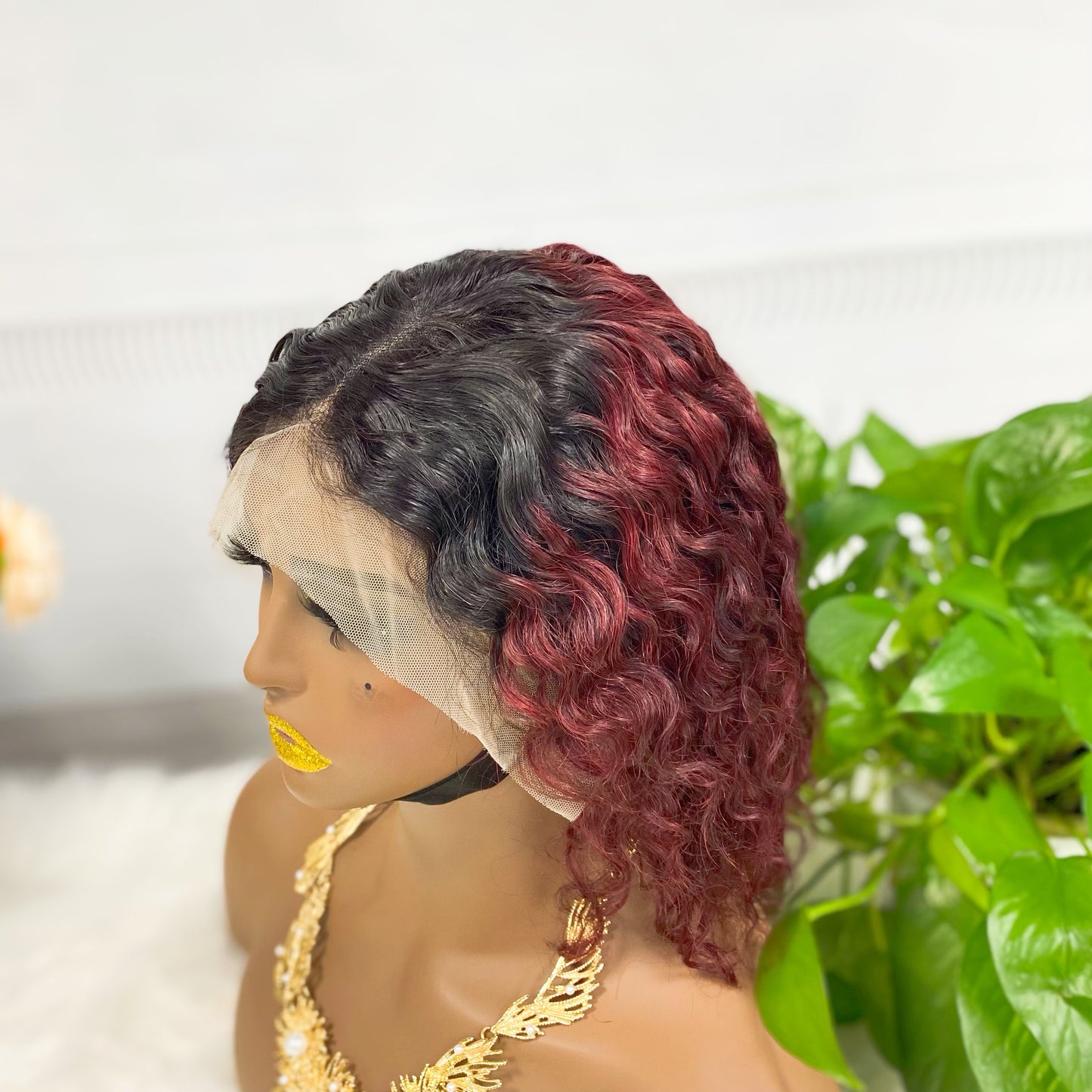 13*4 BoB perruque vague d'eau perruques couleur T1B/99J 200% densité