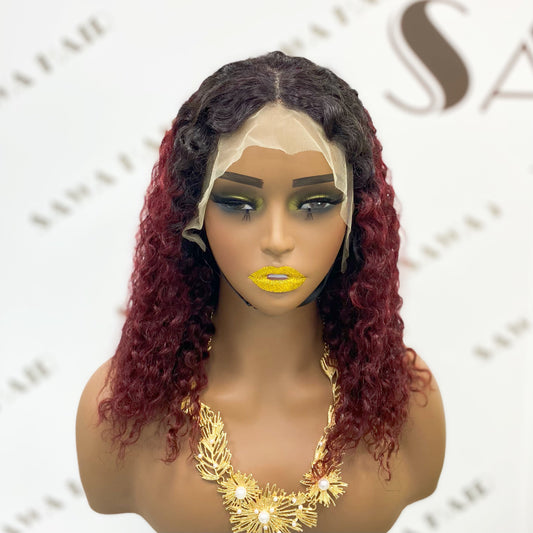 13*4 BoB Wig Jerry Curl Wigs Color T1B/99J 250% Density