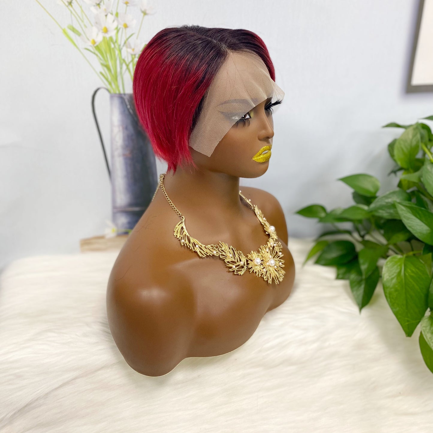 T Lace Wig SX01 Human Hair Wig Natural Hair Wig Color T1B/BUG