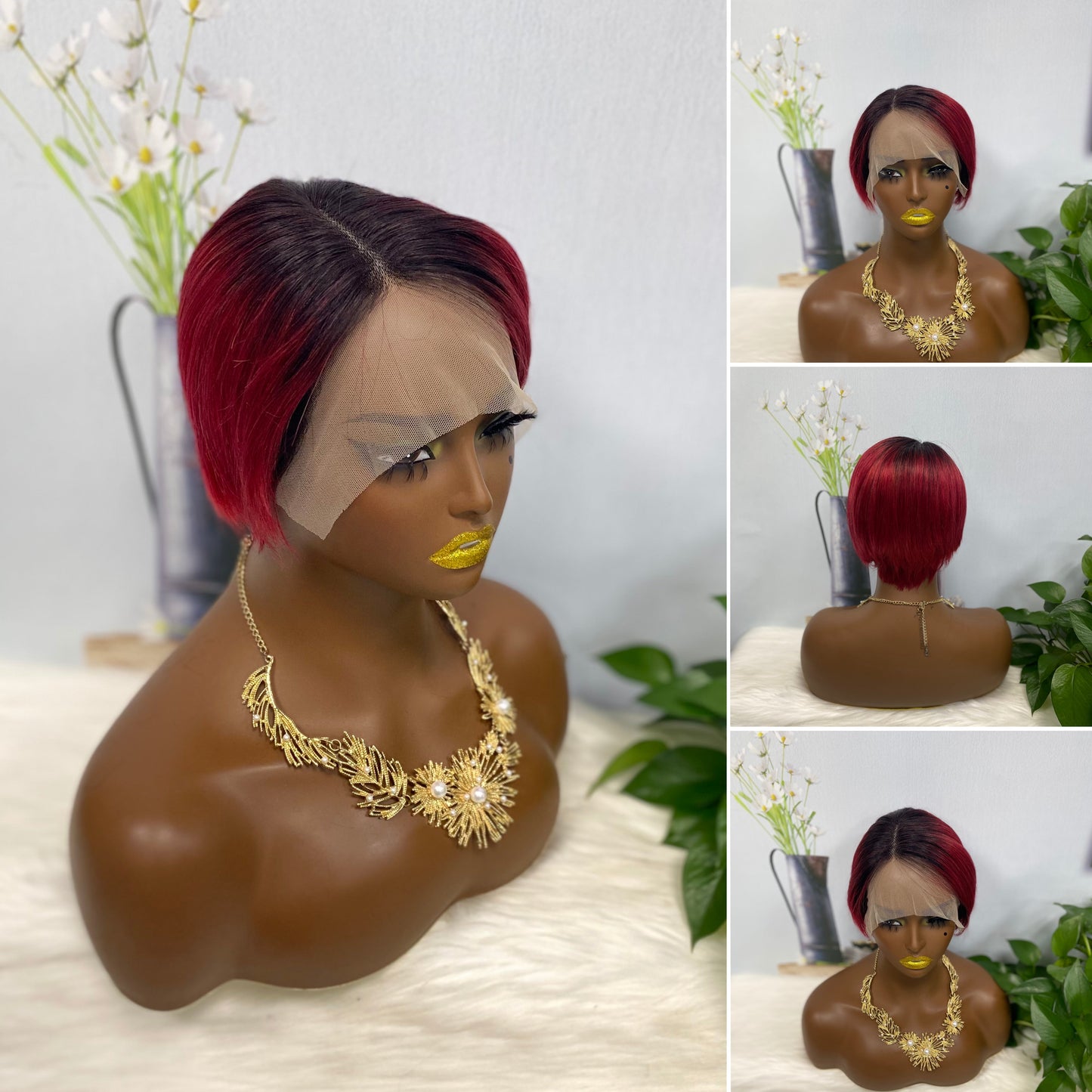 T Lace Wig SX01 Human Hair Wig Natural Hair Wig Color T1B/BUG
