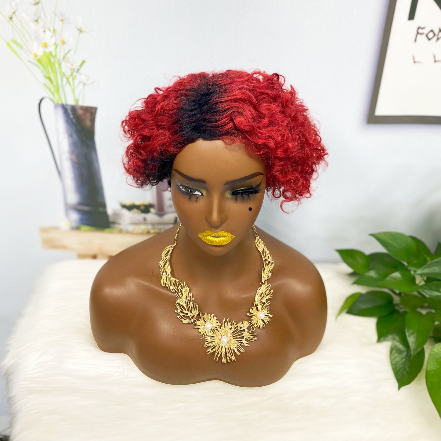 Machine Human Hair Wig Natural Hair Wig 310 Color T1B/BUG