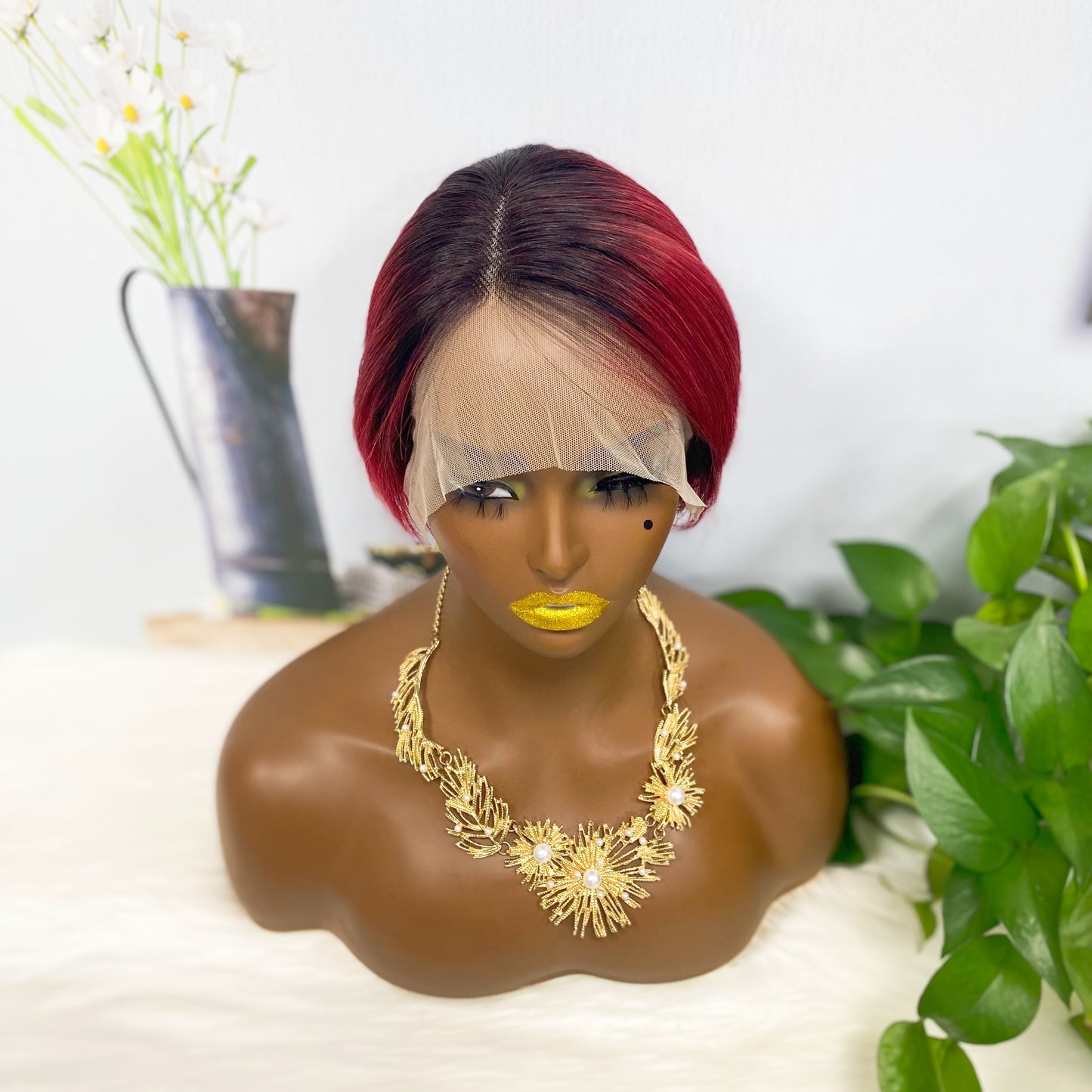T Lace Wig SX01 Human Hair Wig Natural Hair Wig Color T1B/BUG