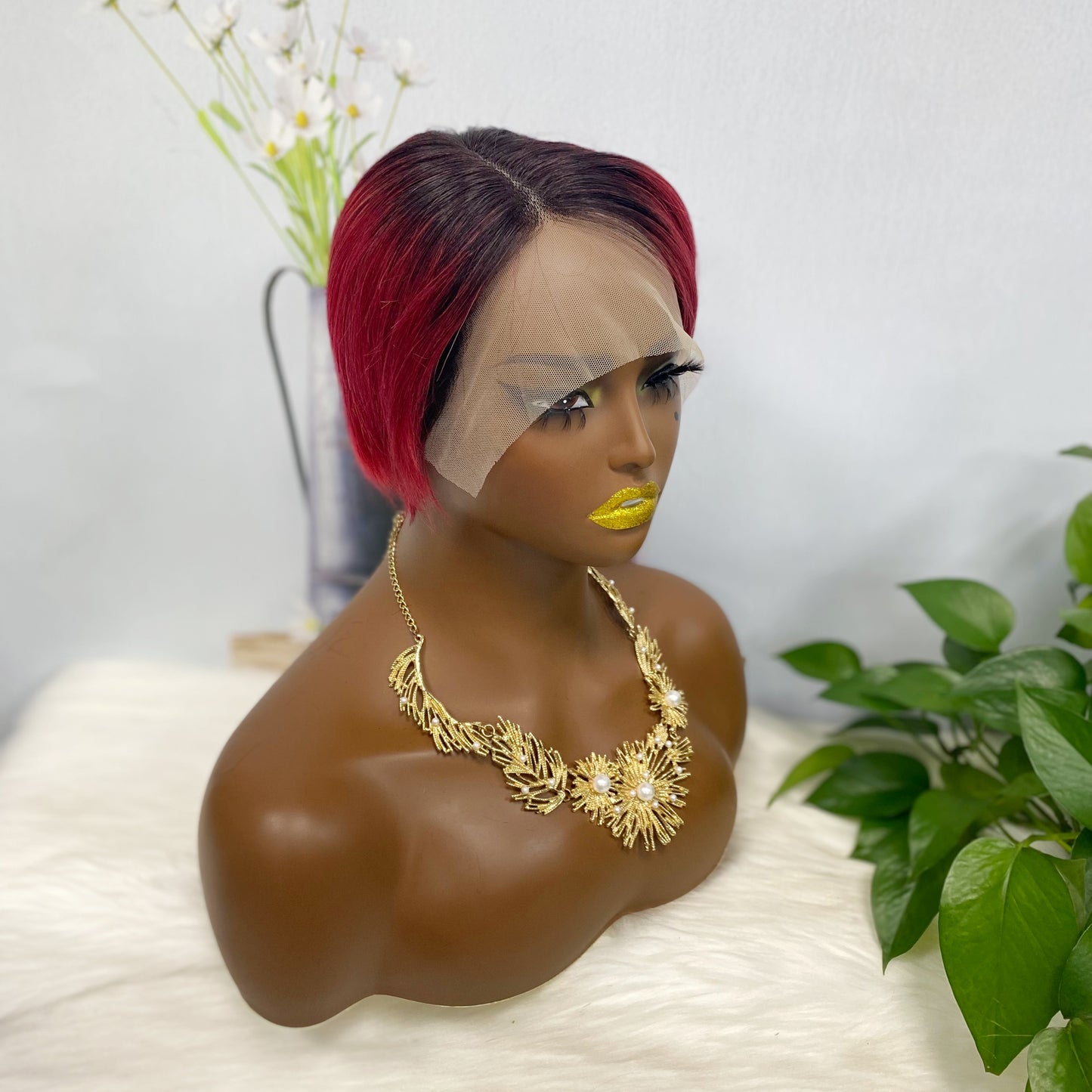 T Lace Wig SX01 Human Hair Wig Natural Hair Wig Color T1B/BUG
