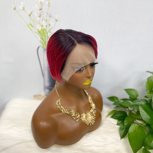 T Lace Wig SX01 Human Hair Wig Natural Hair Wig Color T1B/BUG