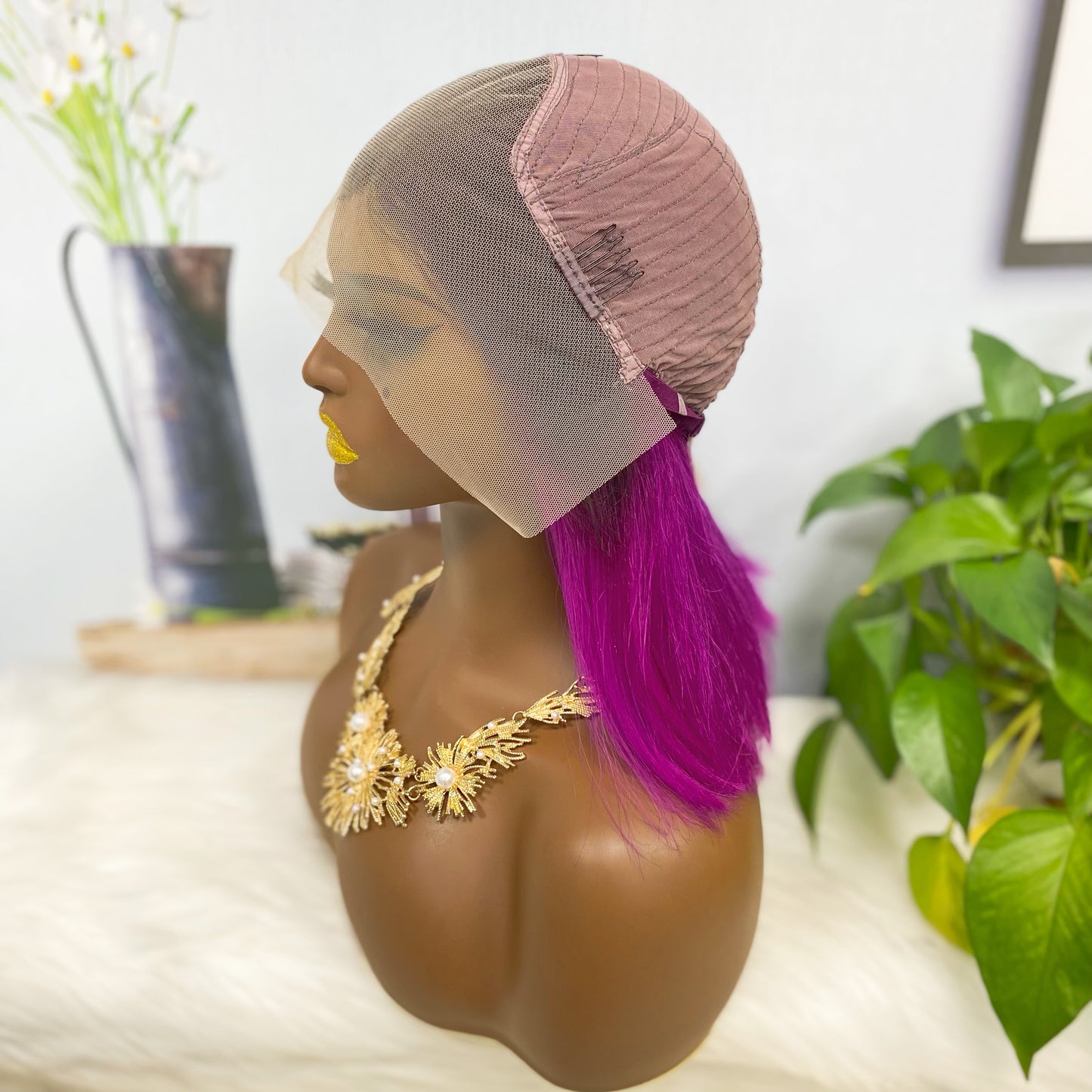 13*4 BoB Wig Perruques droites Couleur T1B/Violet Densité 200 %