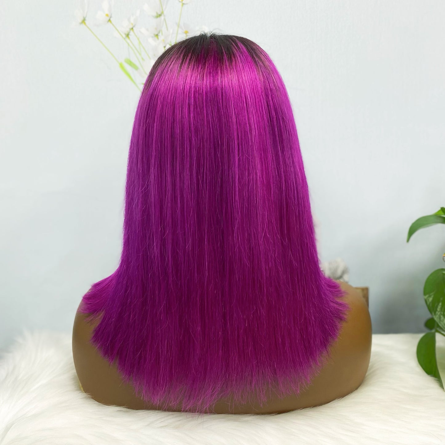 13*4 BoB Wig Perruques droites Couleur T1B/Violet Densité 200 %