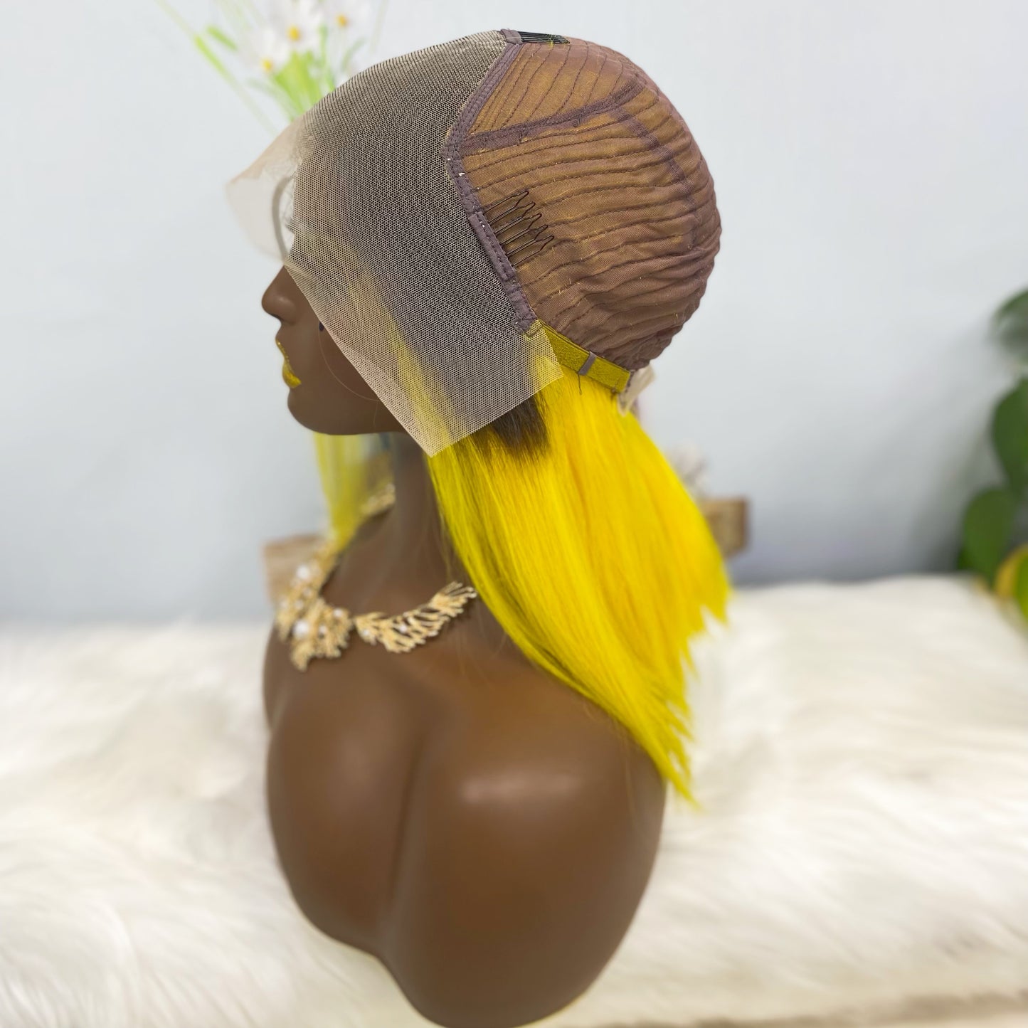 13*4 BoB Wig Perruques droites Couleur T1B/Jaune Densité 200%
