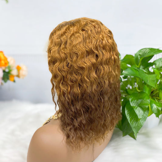 13*4 BoB Wig Water Wave Natural Color Lace Wigs 250% Density