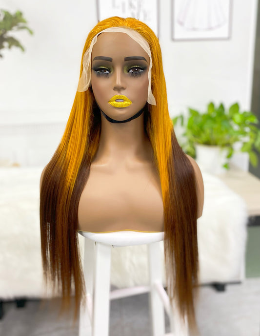 13*4 Lace Wig Straight Natural Human Hair Lace Wigs Color T30/4# 300% Density