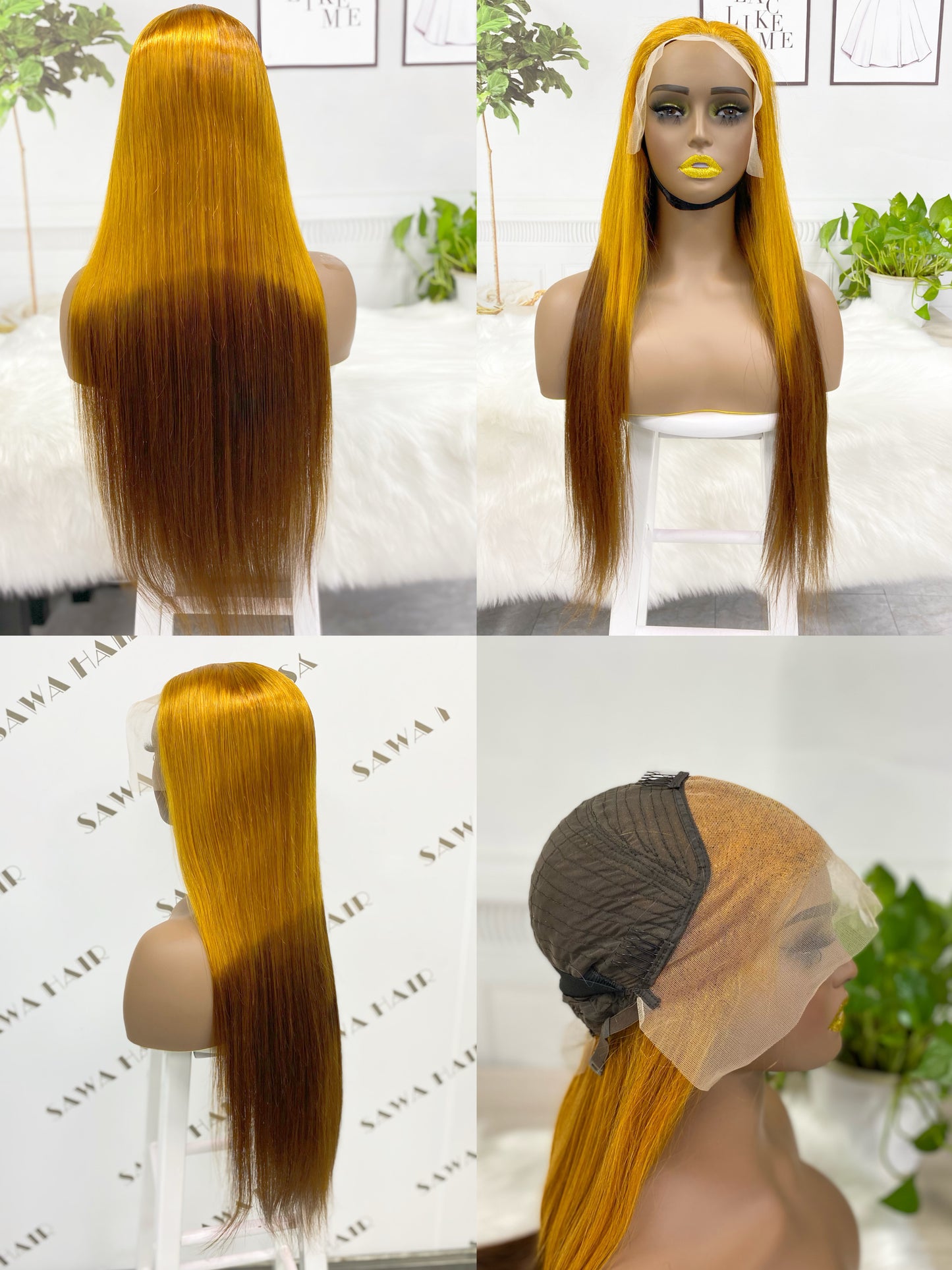 13*4 Lace Wig Straight Natural Human Hair Lace Wigs Color T30/4# 300% Density