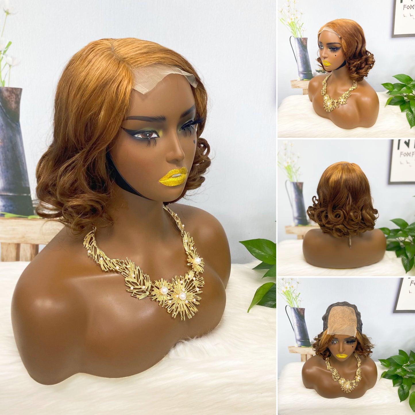 Perruque de cheveux humains Fumi 4*4, couleur T30/4 #
