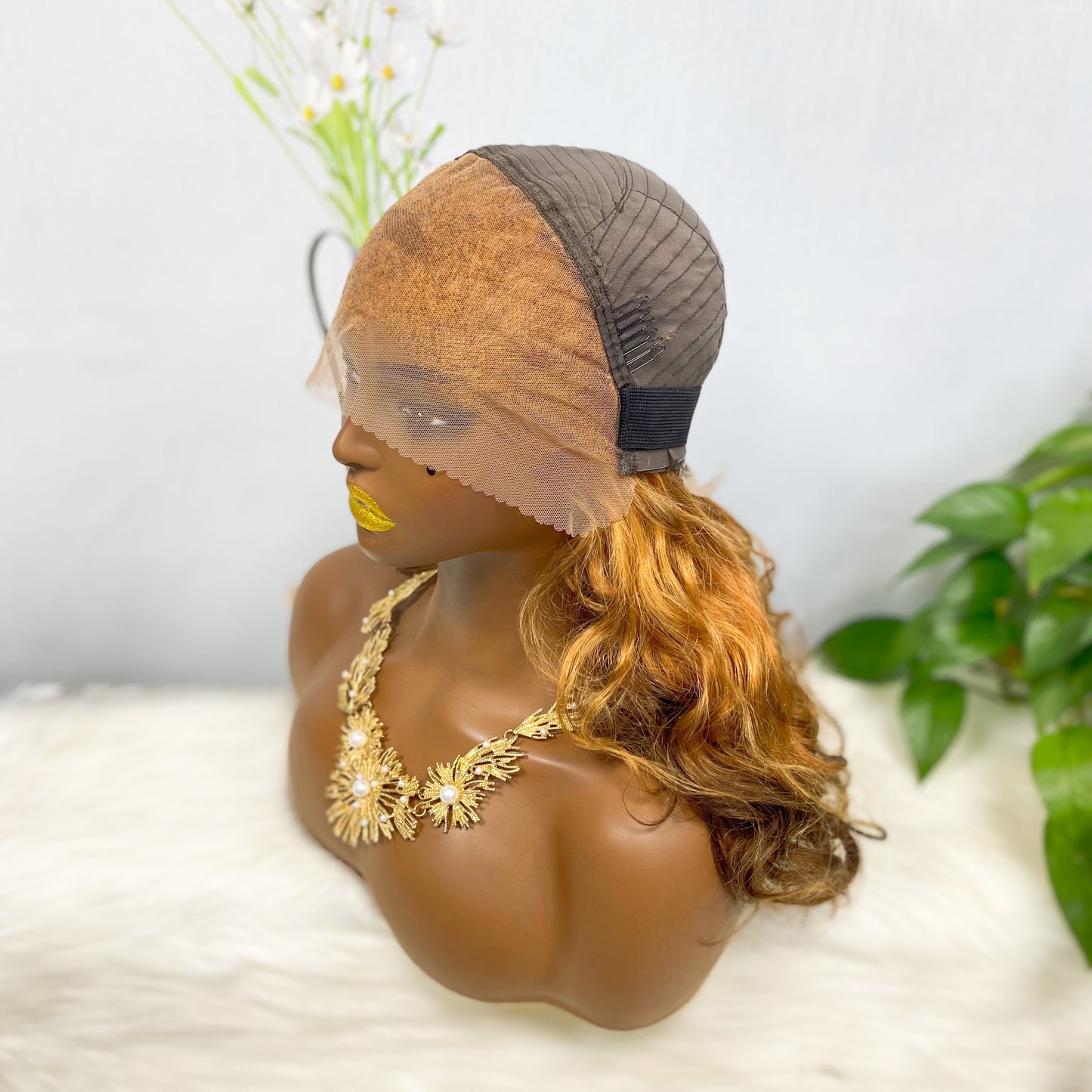 Double Drawn 13*4 Lace Wig Loose Wave Natural Human Hair Lace Wig Color T30/4# 300% Density