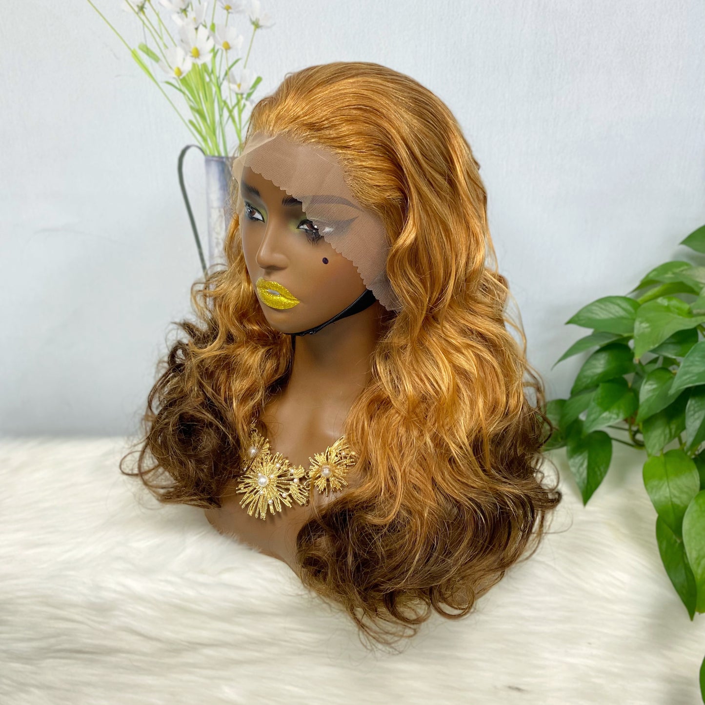 Double Drawn 13*4 Lace Wig Loose Wave Natural Human Hair Lace Wig Color T30/4# 300% Density