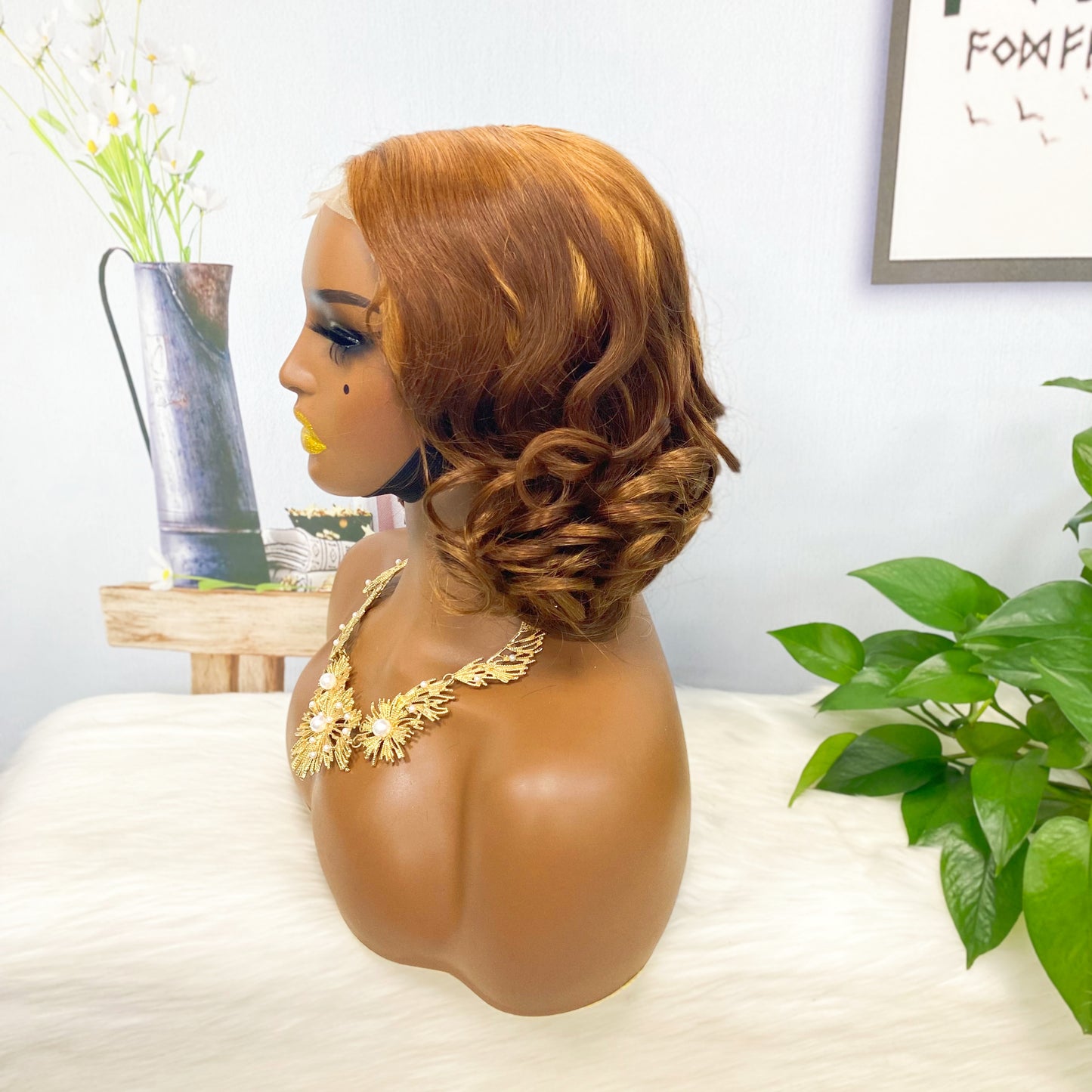 Perruque de cheveux humains Fumi 4*4, couleur T30/4 #