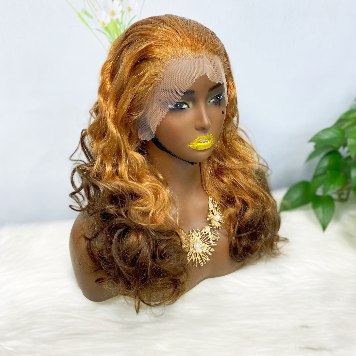 Double Drawn 13*4 Lace Wig Loose Wave Natural Human Hair Lace Wig Color T30/4# 300% Density