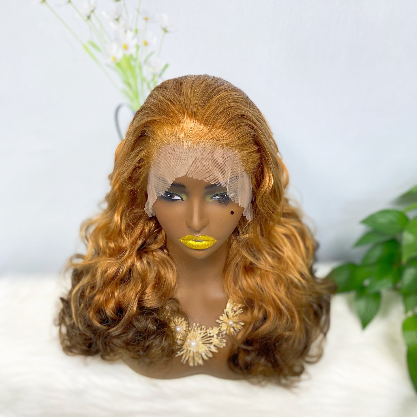 Double Drawn 13*4 Lace Wig Loose Wave Natural Human Hair Lace Wig Color T30/4# 300% Density