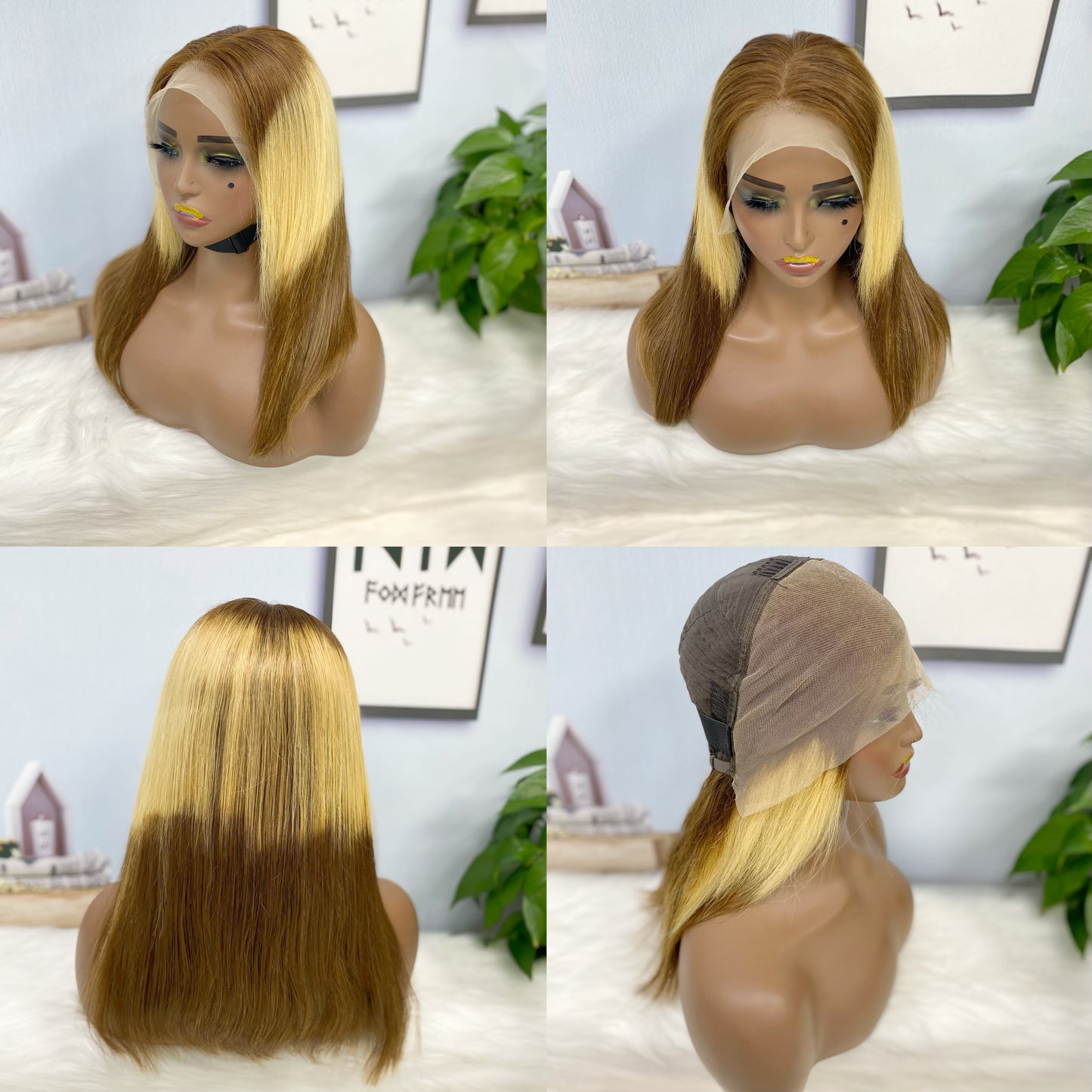 13*4 BoB Wig Straight Wigs Color T4/27/4# 250% Density