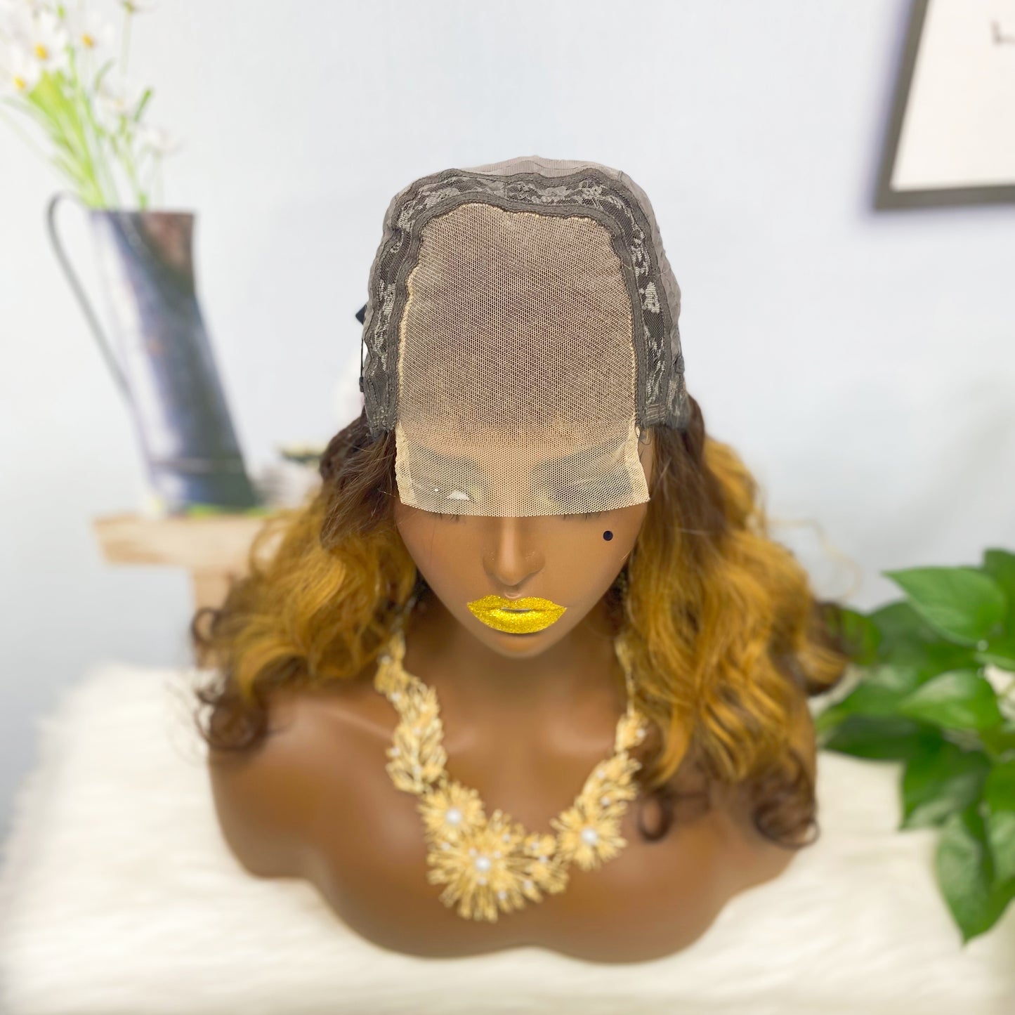 DD 4*4 Lace Wig Fumi perruque de cheveux humains couleur T4/27/4 #250% densité