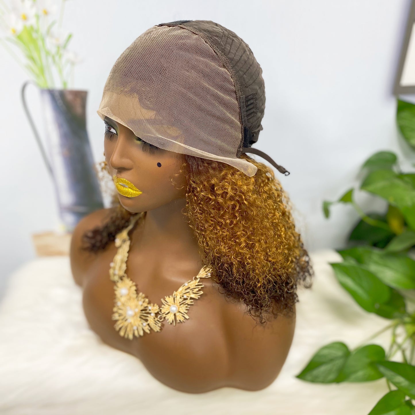 Double Drawn 13*4 Lace Wig Kinky Curl Lace Wig Color T4/30/4# 300% Density