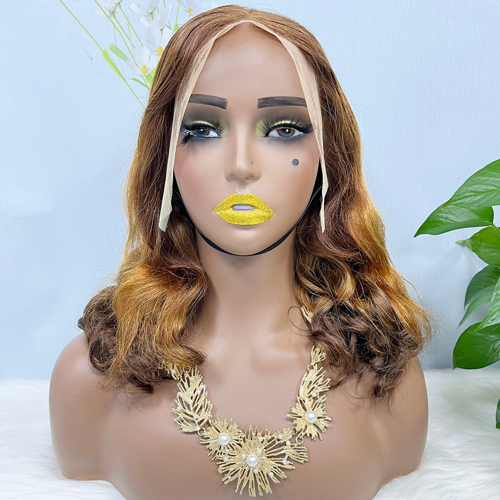Double Drawn 13*4 Lace Wig Loose Body Wave Natural Human Hair Lace Wigs Ombre Color T4/30/4