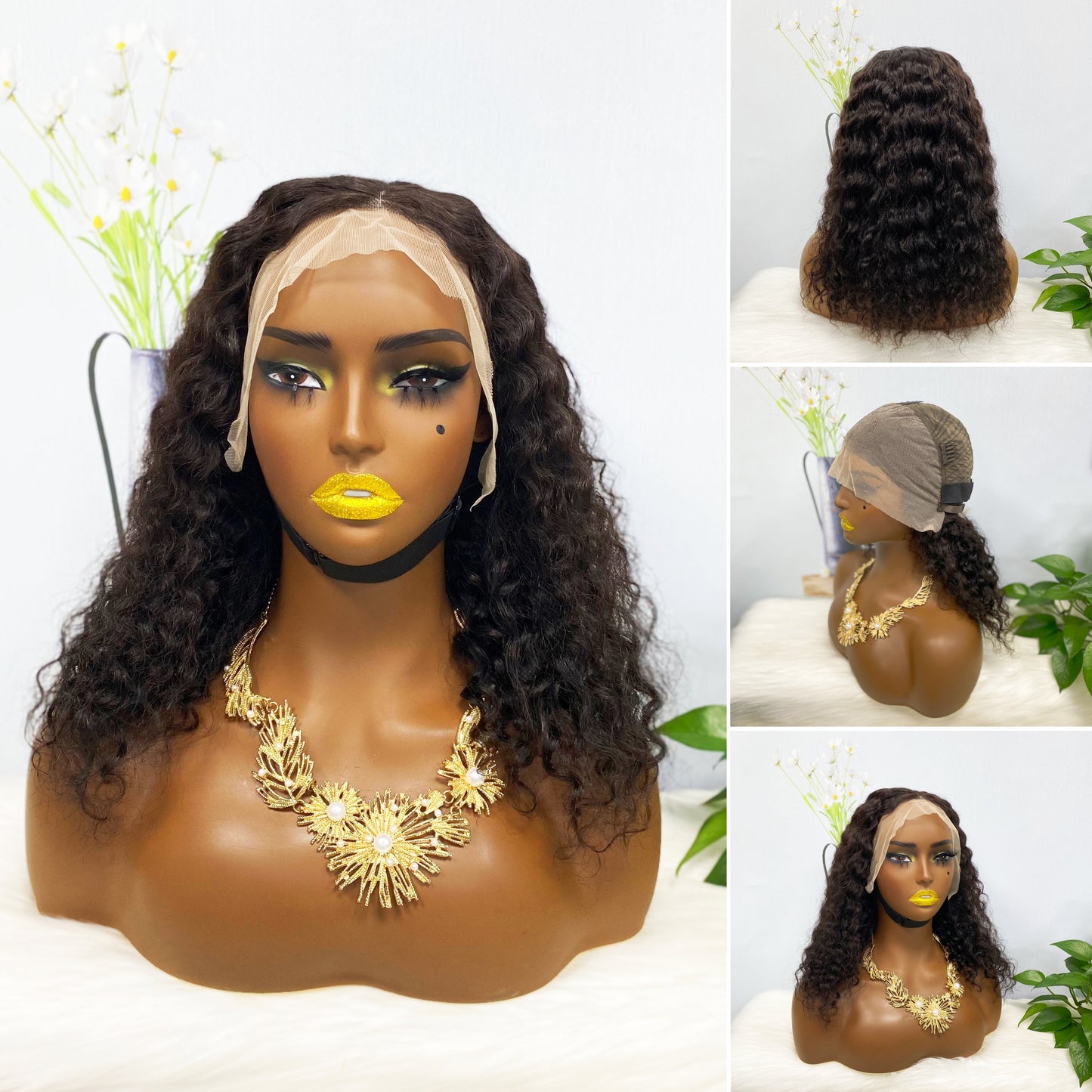13*4 BoB Wig Kinky Straight Wigs Color NC 250% Density