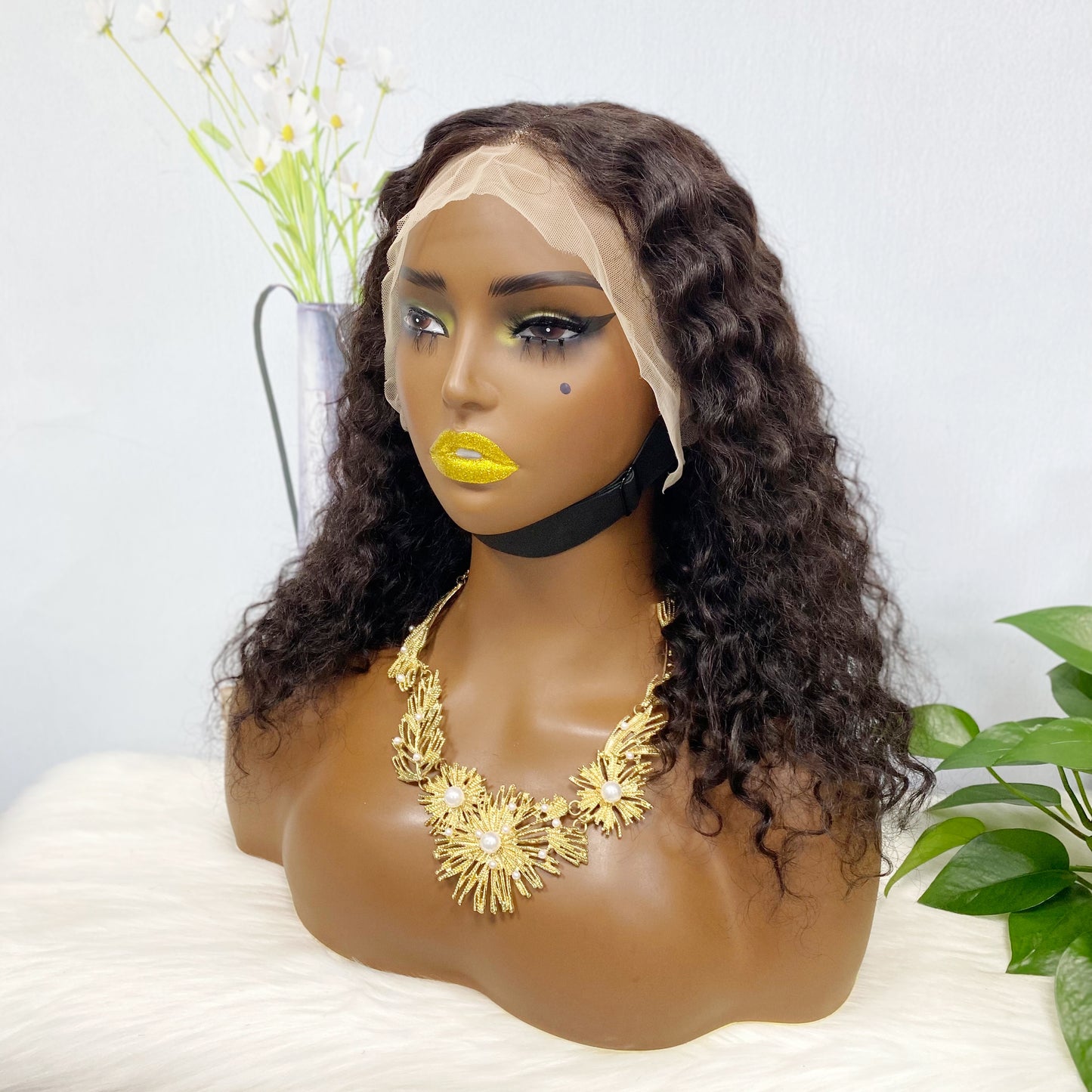 13*4 BoB Wig Water Wave Wigs Color NC 250% Density